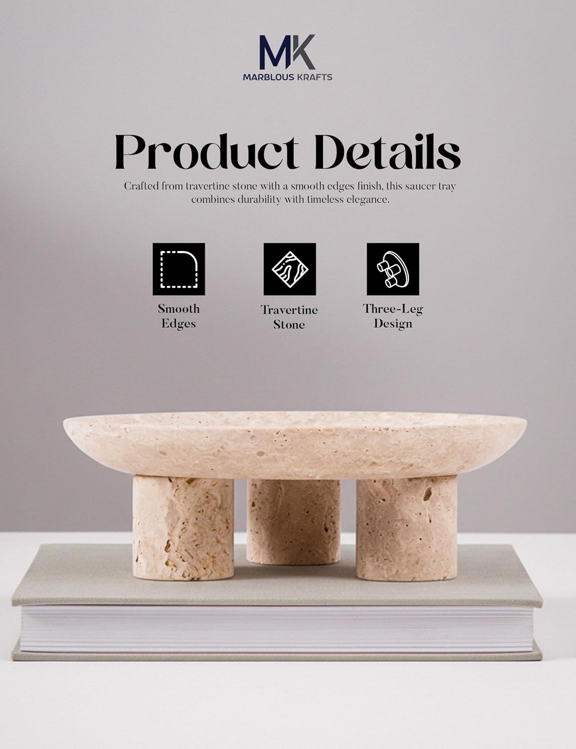 Candle Holder Display / Travertine / Natural / 8 Inch