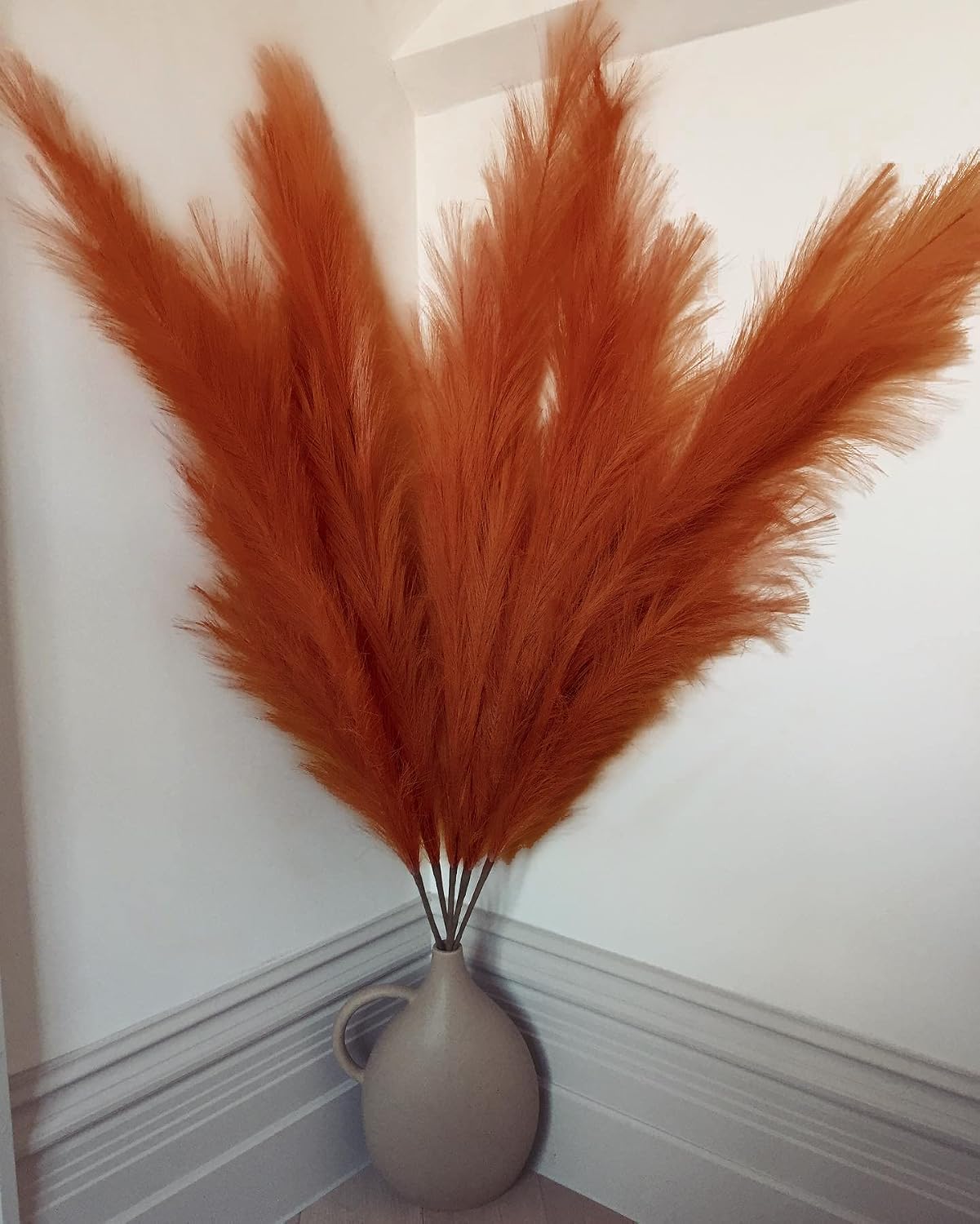 Fluffy Fake Faux Pampas Grass Large Stems for Tall Vase Filler / Maple / 43 Inch / Set of 3