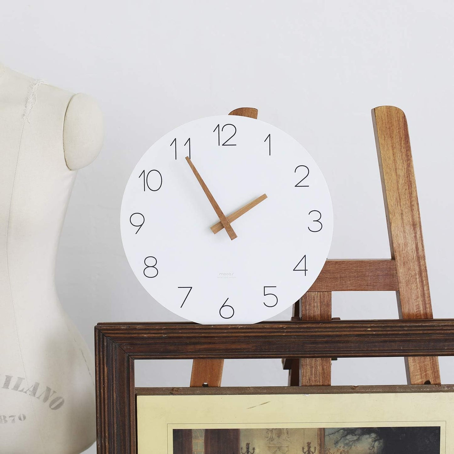 mooas Flatwood Wall Clock, 12" Analog Wall Clock, Silent Non-Ticking | Modern Wall Clocks Battery Operated for Office