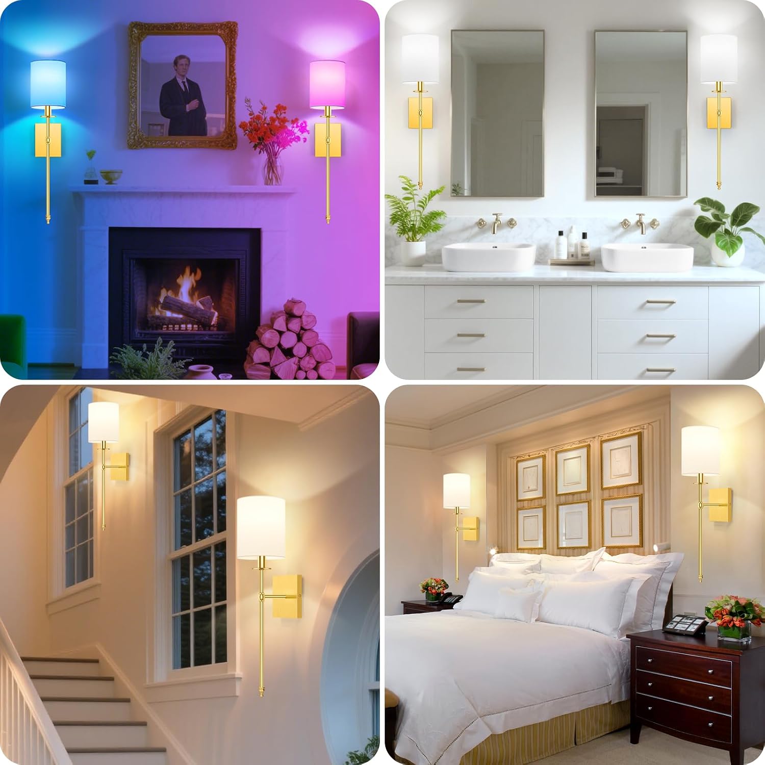 27 Inch Wall Sconces Battery Operated Set of 2, Rechargeable Wireless Wall Sconces Lights with Remote, Not Hardwired