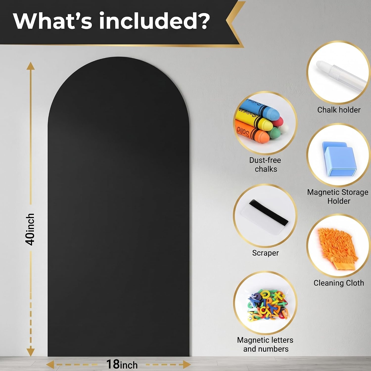 Magnetic Arch Wall Decal / Black / 40 x 18