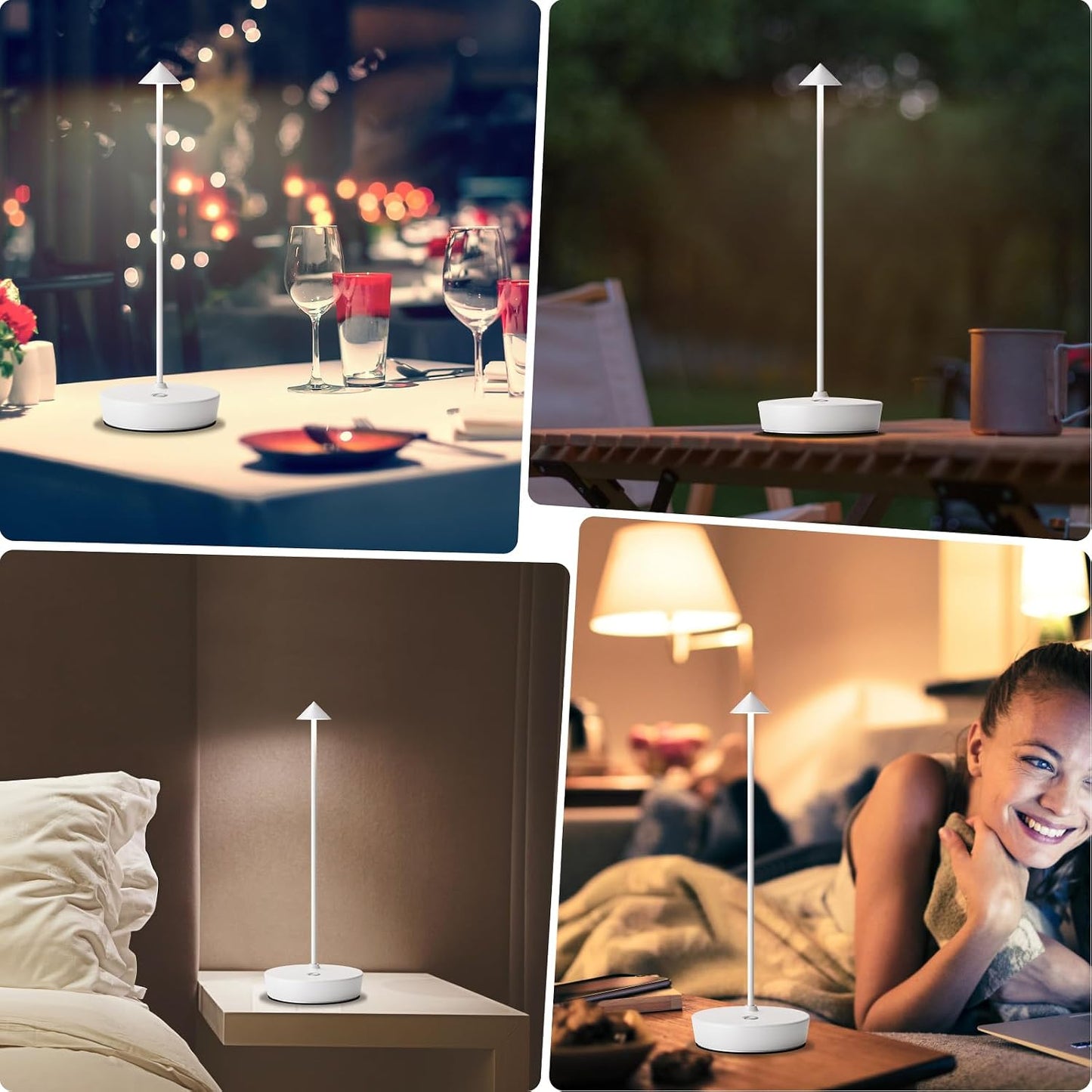 2Pack Rechargeable Cordless Table Lamp, Portable Powered LED Battery 6000mAh Metal USB Desk Lamp, 3 Levels Brightness