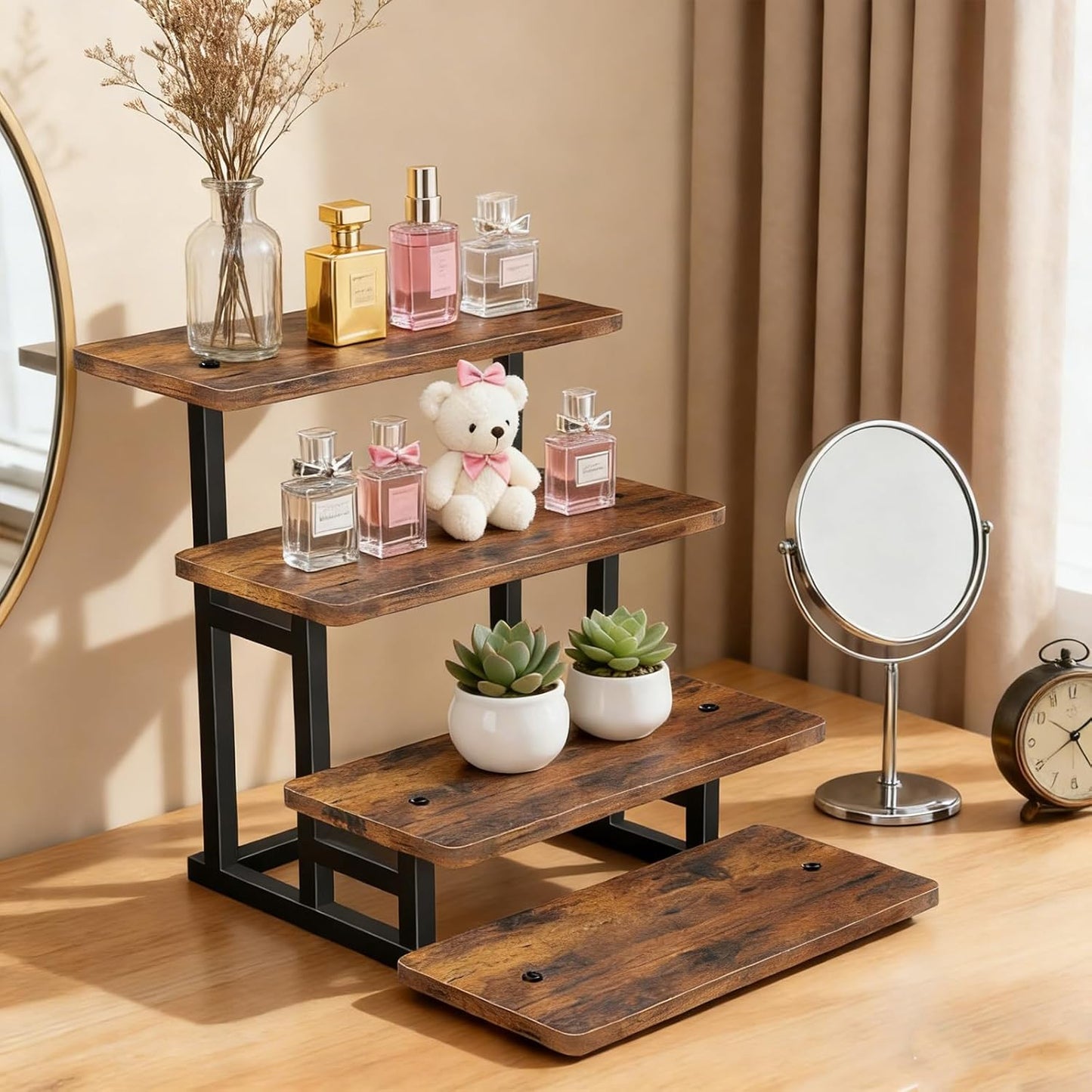 Lily Cupcake Stand for 50 Cupcakes, 2 PACK Wooden Dessert Table Display Set for Wedding Cupcake Tower, Stepped Tiered