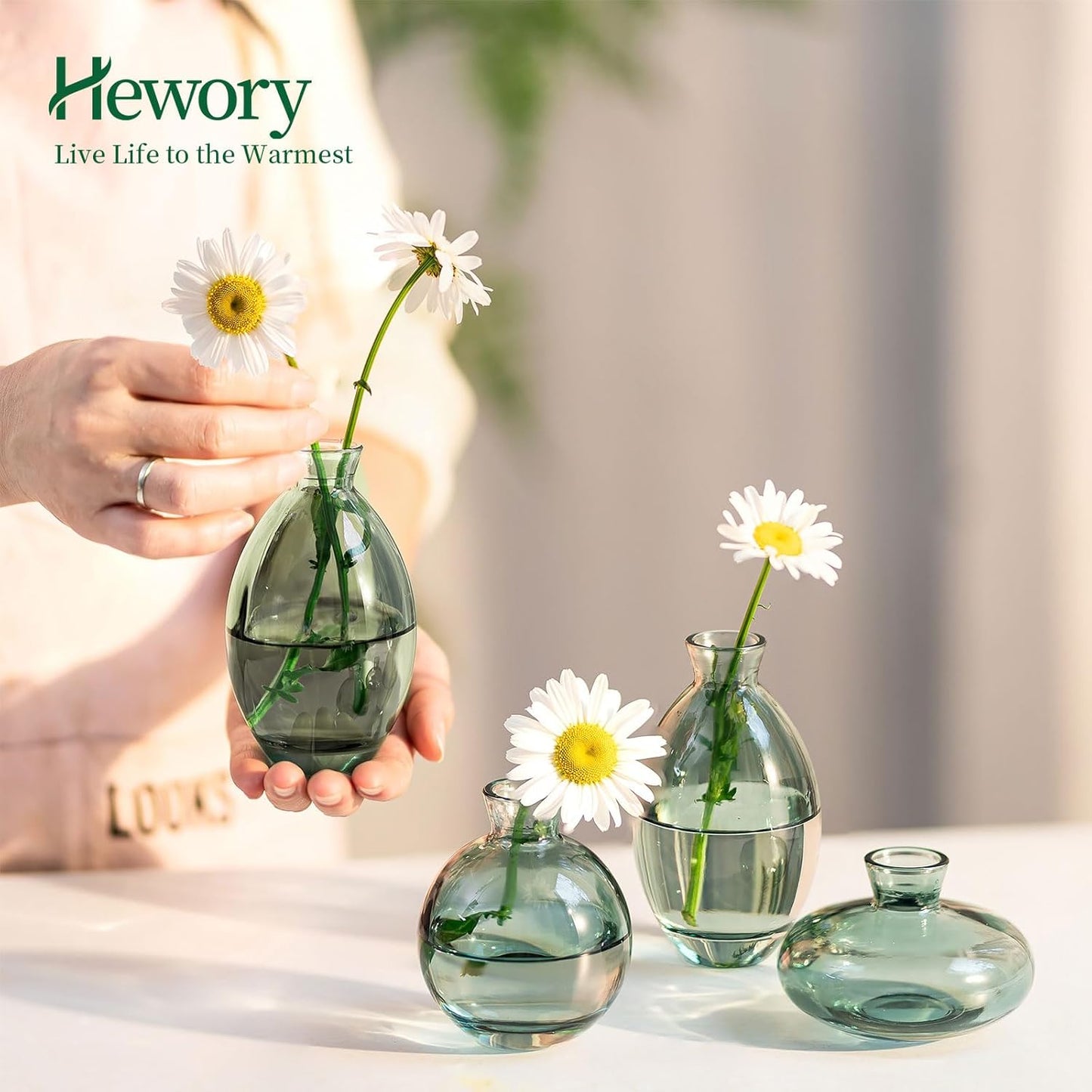 Glass Bud Vases / 4sets / Green / Set of 12