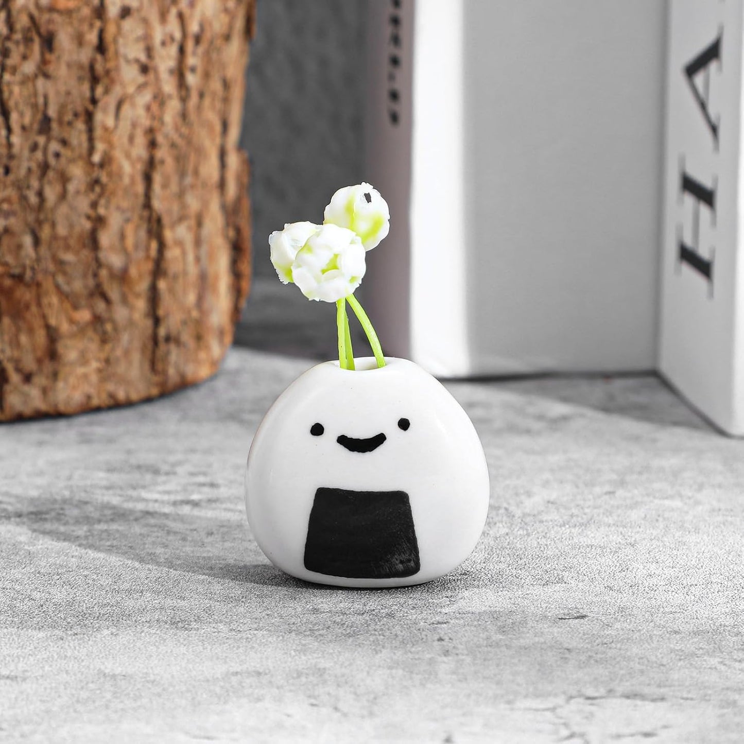 Handmade Ceramic Rice Ball Japanese Onigiri Bud Vases for Dry Flowers / White / Set of 7