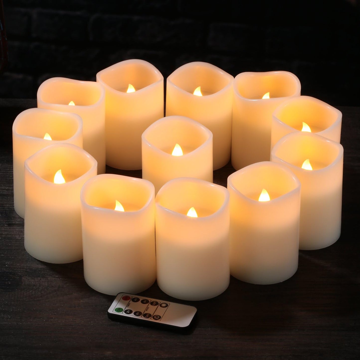 Flameless Candles Battery Operated Candles Set of 12(D:3" X H:4") Pillar Real Wax Led Candles with 10-Key Remote and