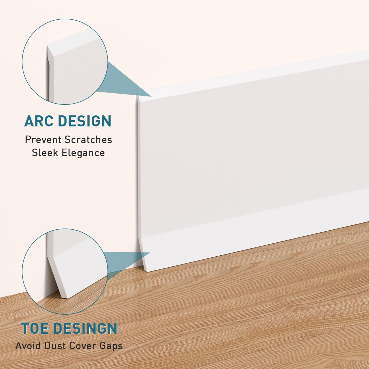 Flexible Baseboard Molding Trim / 20ft / White / 4 x 20