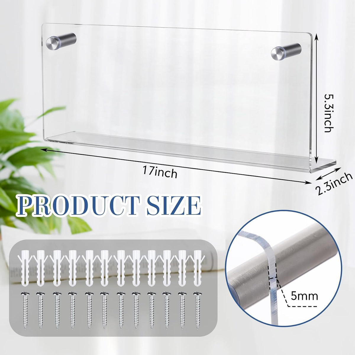 6 Pack Clear Acrylic Magazine Holder Brochure Holder Wall Mount Hanging Bookshelf Literature Storage Rack for Document