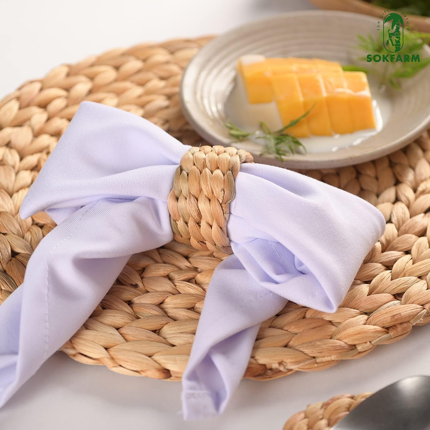Round Woven Napkin Rings / Hyacinth Napkin Rings-set 12 / Set of 12