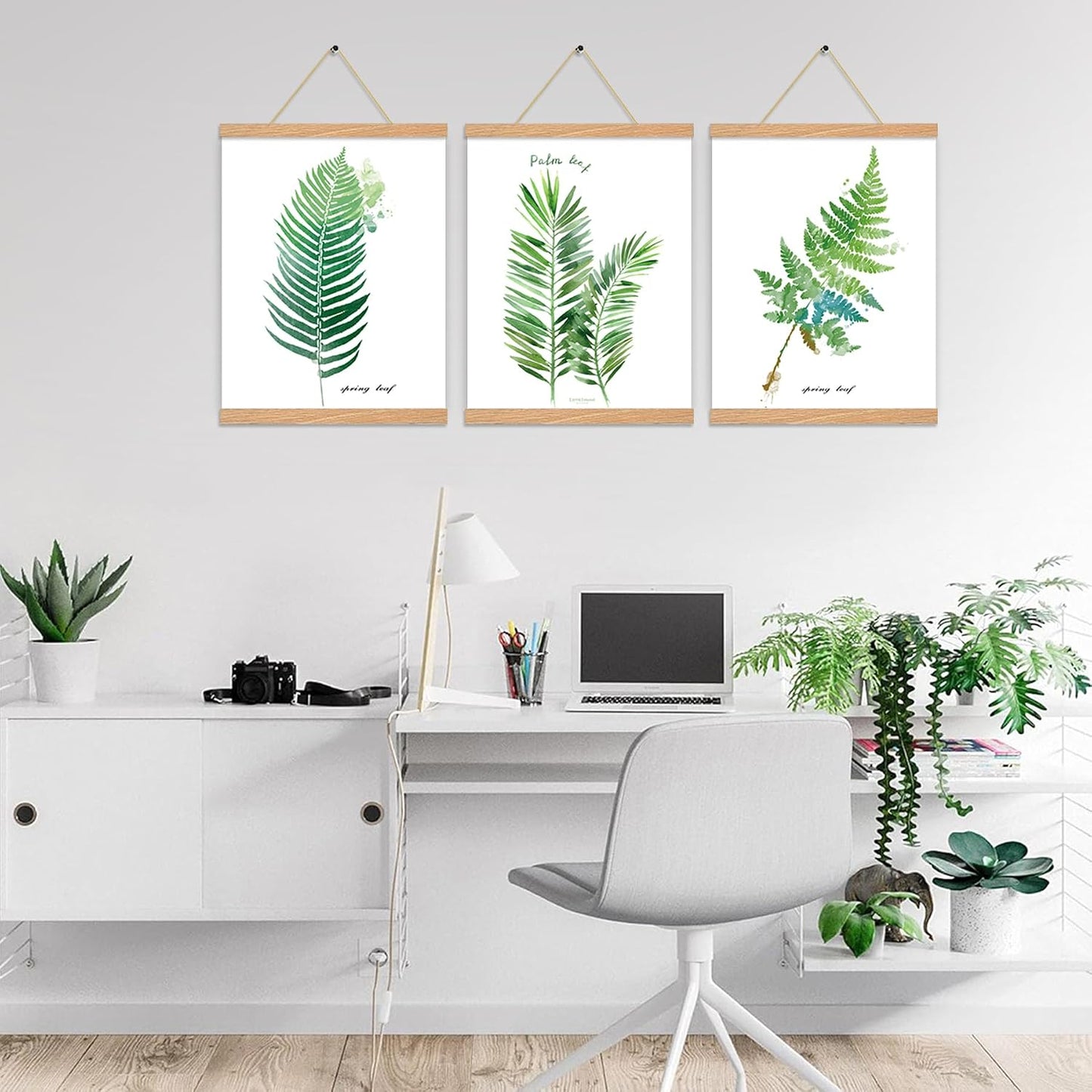 3 Pack Magnetic Poster Hanger Frame 18 inch Pine Color,18x24 18x12 18x28 Wood Magnet Frames Hanger for Photos Pictures