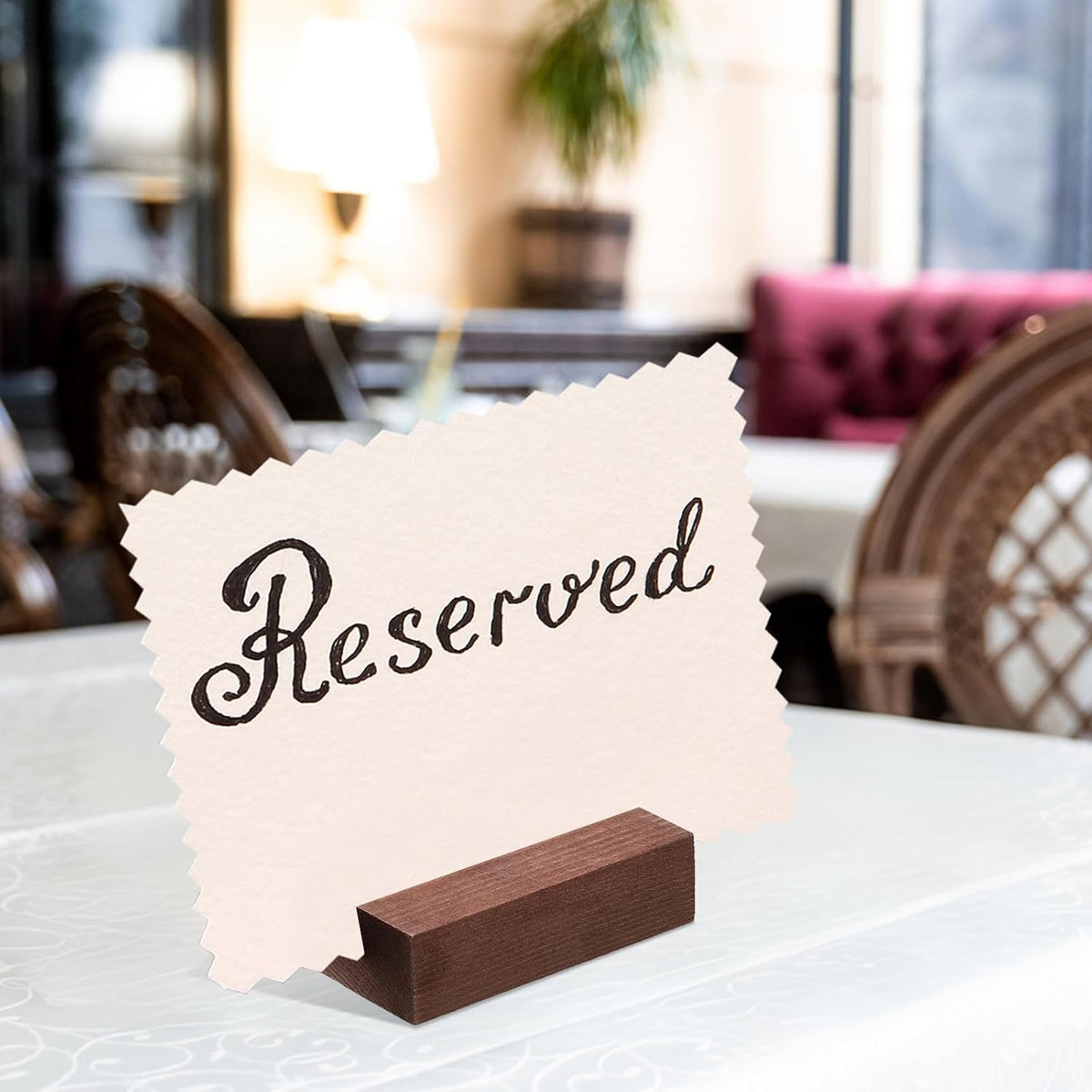 Blosssound 24 Pcs Wood Place Card Holders,3 x 1.6 x 0.8 Inches,Brown | Table Number Stands Wedding Party Events, Name