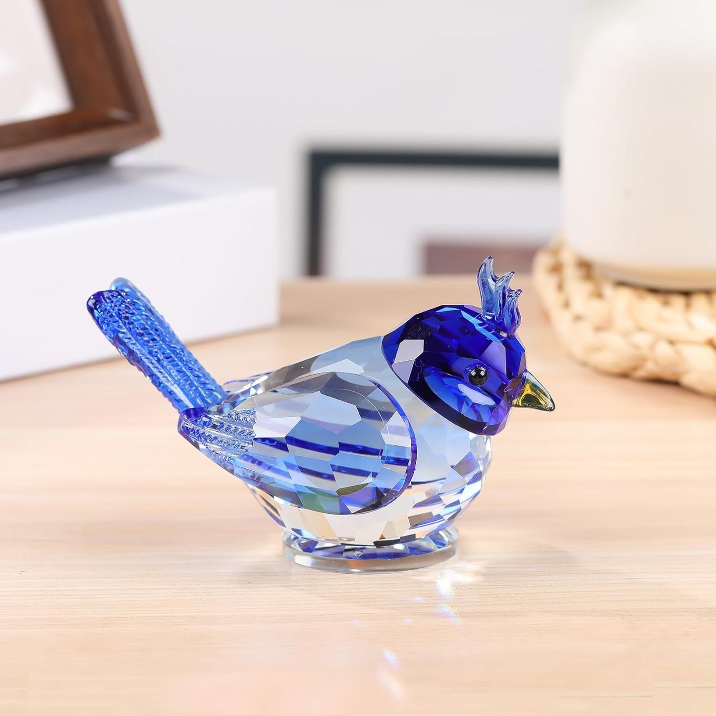 Crystal Bird Figurine Gifts for Women Men Art Glass Birds Collectible Statue Decorative / Blue