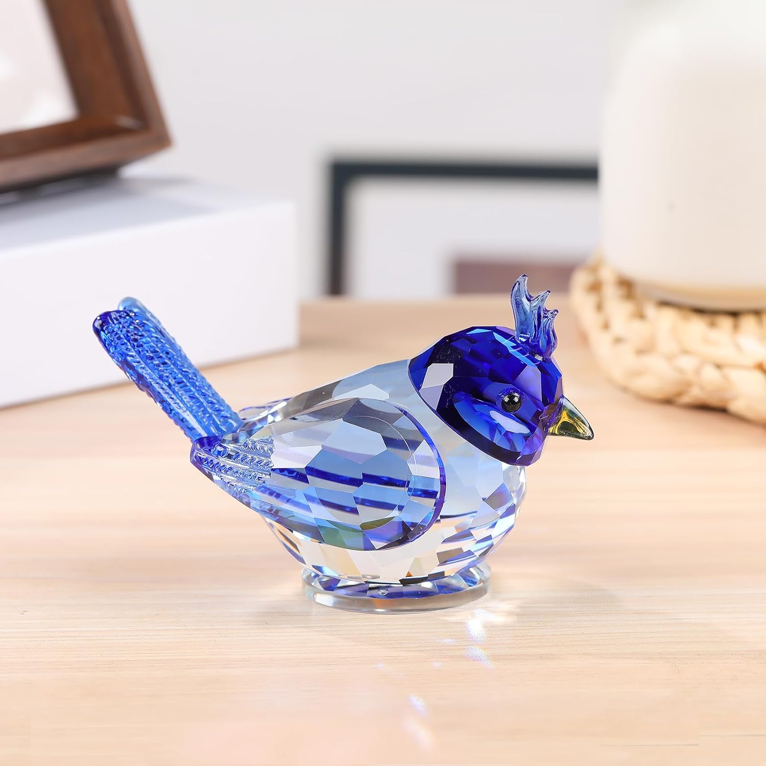 Crystal Bird Figurine Gifts for Women Men Art Glass Birds Collectible Statue Decorative / Blue