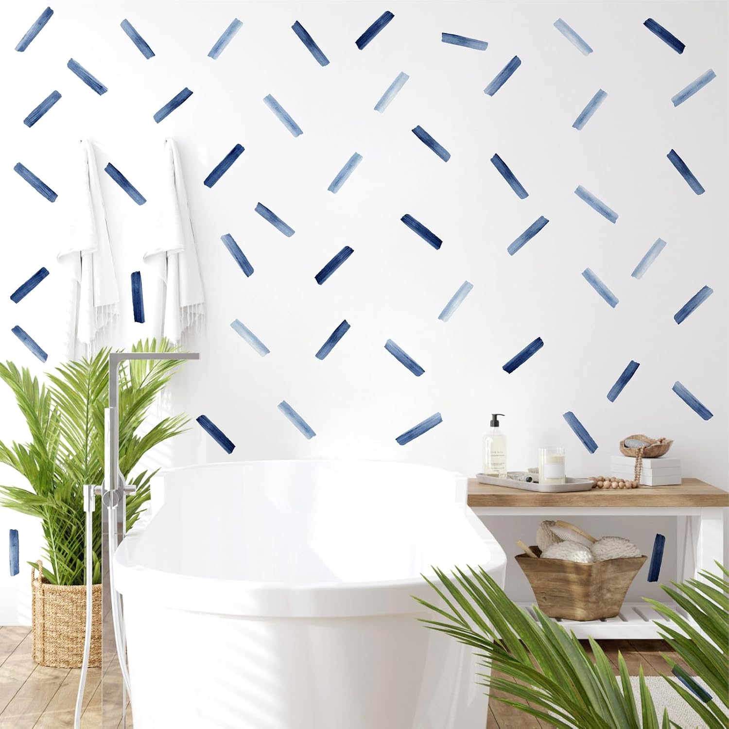 Watercolor Line Wall Decals Modern Wall Art Stickers Peel and Stick / Watercolor Blue Wall Sticker