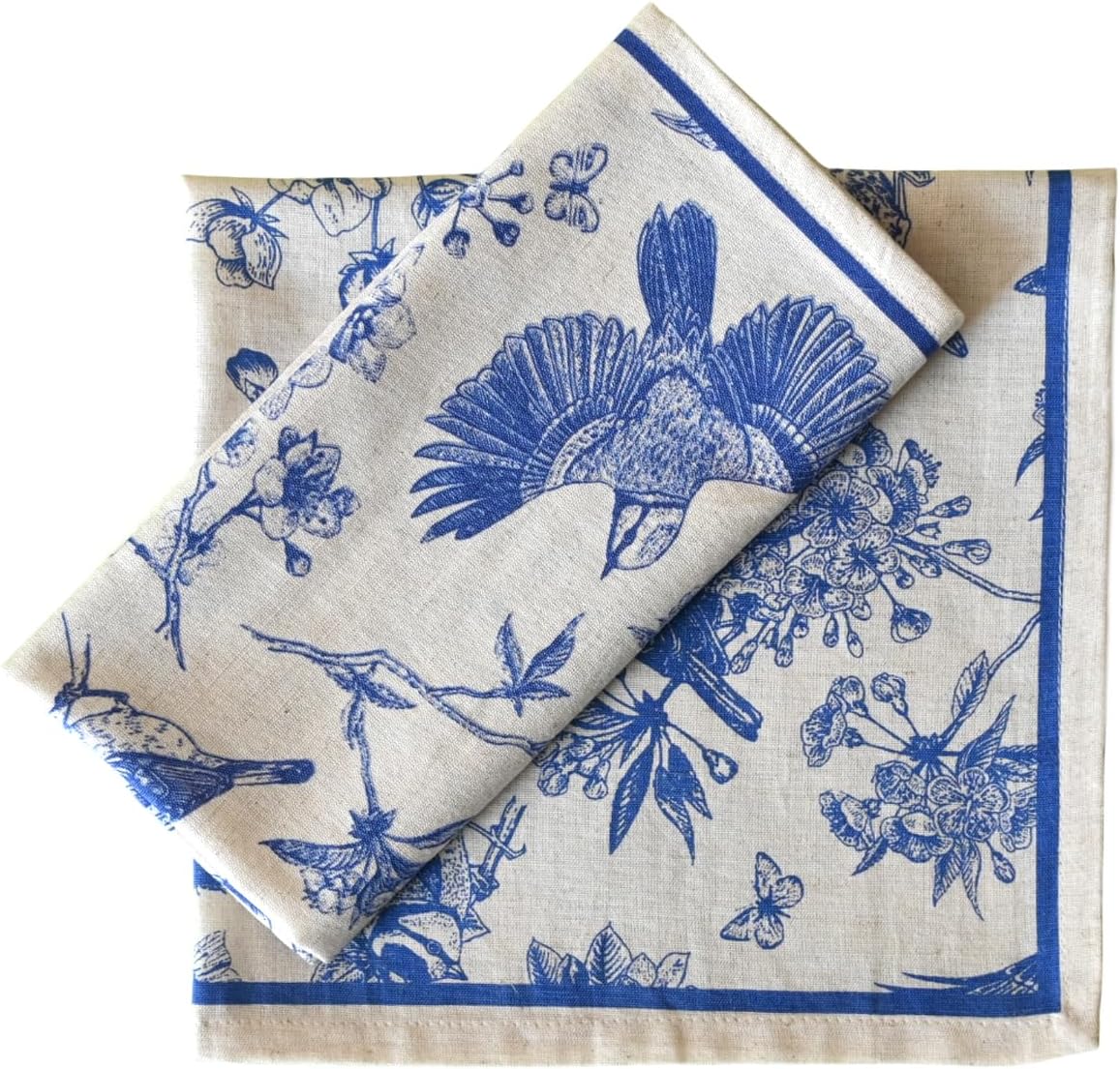 FINGERCRAFT Cloth Napkins Set of 12 Cotton Linen, 20x20 Inch, Toile | Mitered corner, washable, soft, absorbent, floral