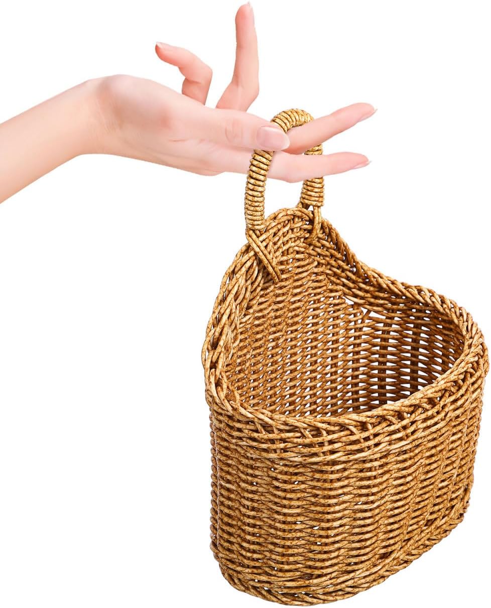 Plastic Woven Organizer / Small Wall Hanging Wicker Storage Basket