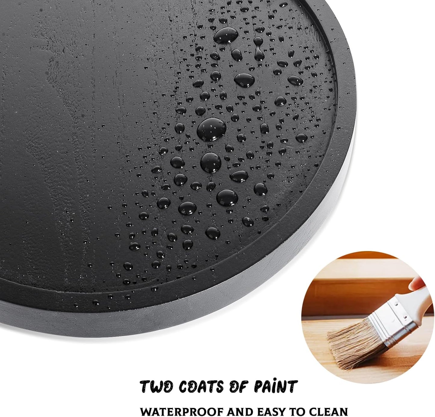 Wood Lazy Susan Organizer Kitchen Turntable for Cabinet Farmhouse Bathroom Decor / Black / Set of 10