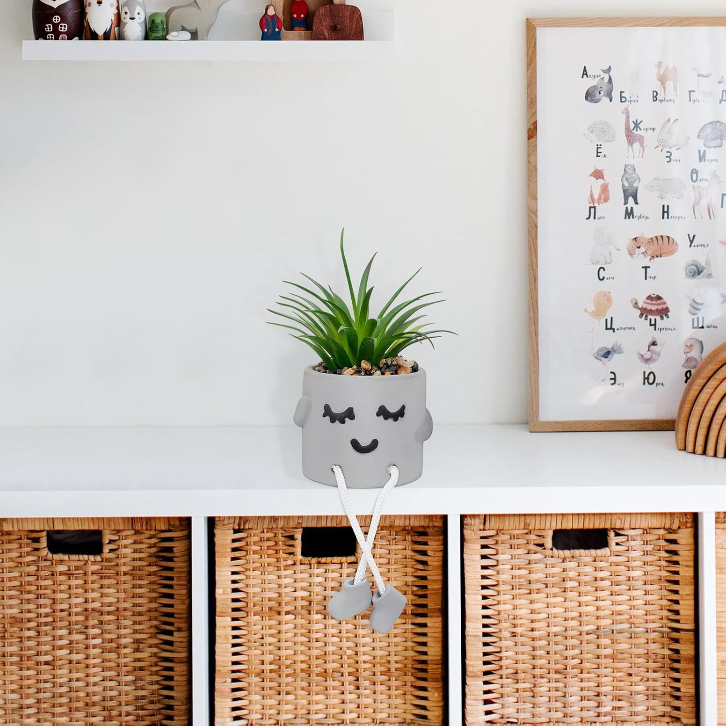 Artificial Succulents Plants in Cement Pots / Shy