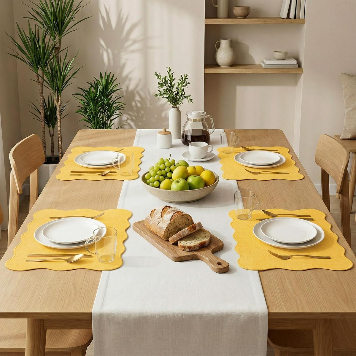 AHHFSMEI Faux Linen Placemats Set of 8 Heat Resistant Non-Slip Stain Proof Table Mats for Kitchen Dining Elegant Decor