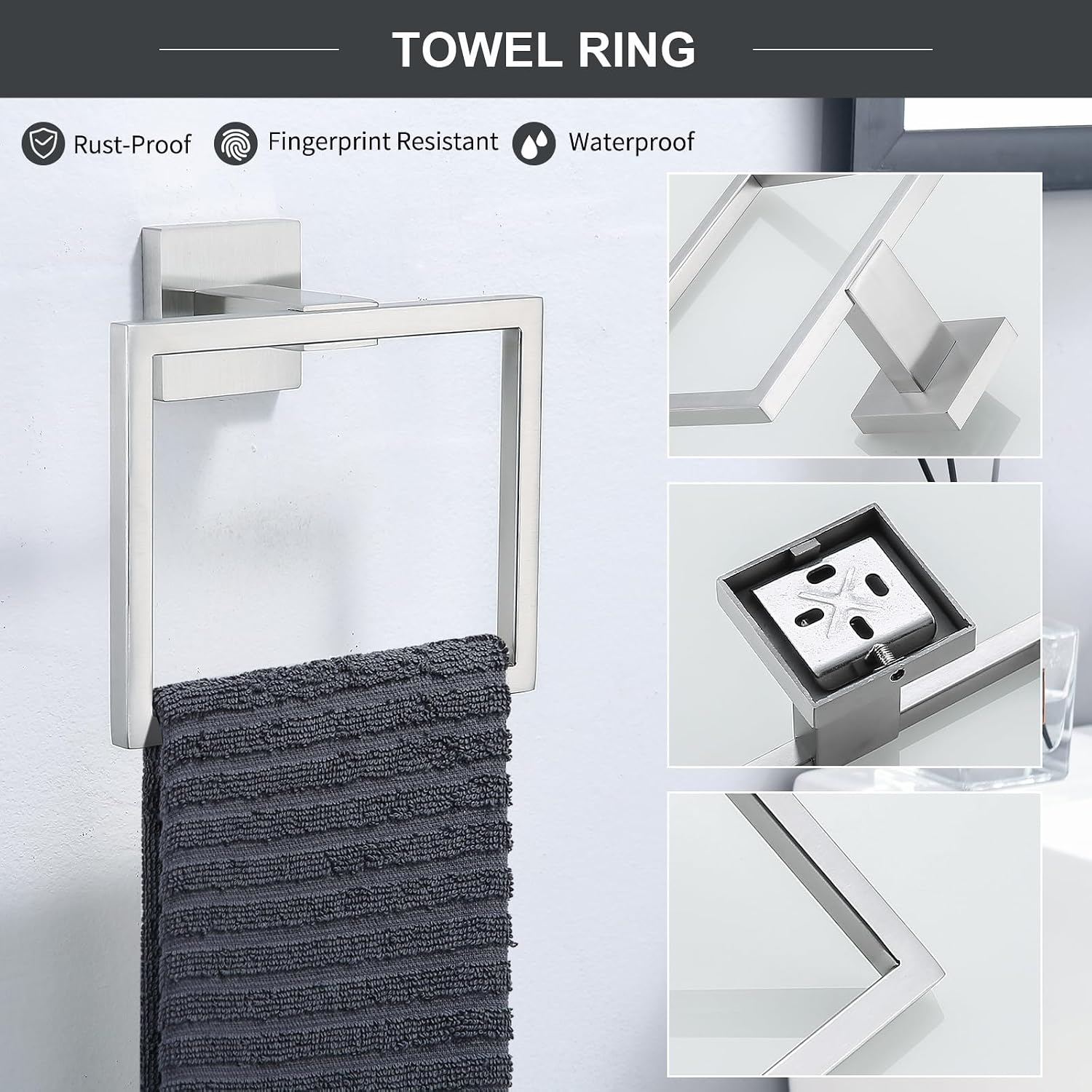 TQKAG 6-Piece Towel Bar Set, 23.6 Inch Bathroom Hardware Set Brushed Nickel | Stainless Steel, Wall Mounted, Nickel