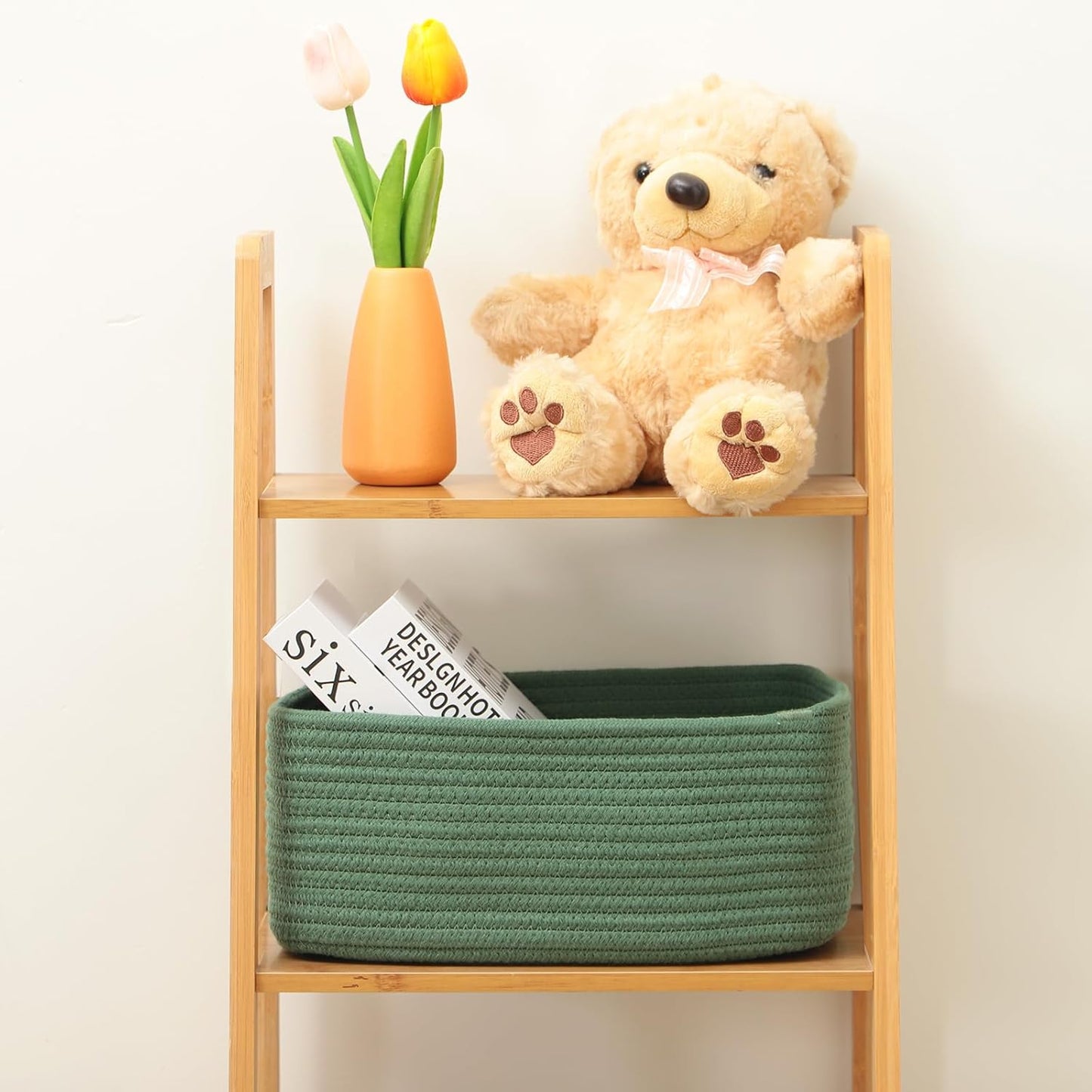 Woven Rope Baskets / L11.5xw7.5xh4.7 / Green / Set of 3