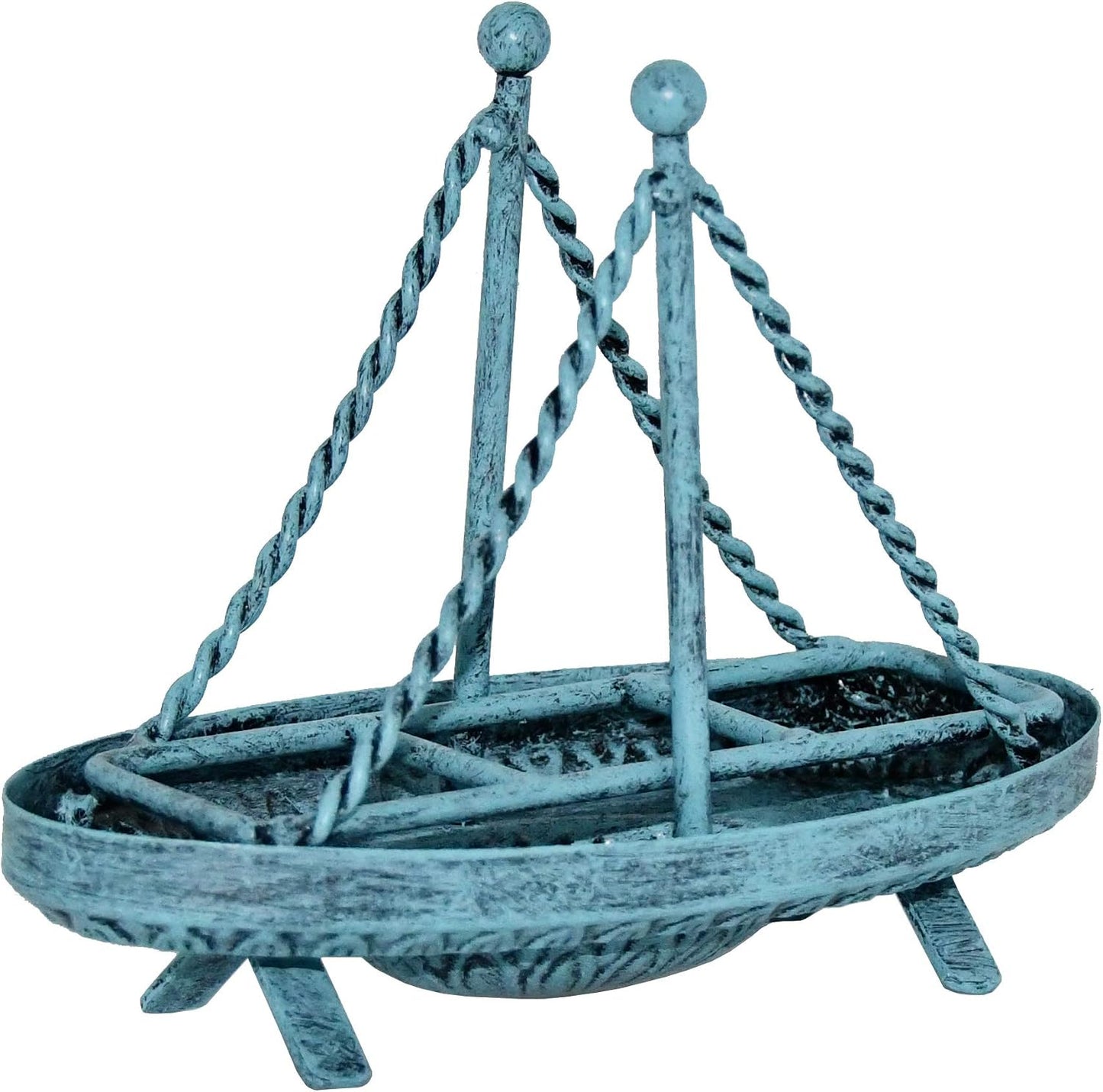 Metal Sailboat Shaped Napkin Holder / Turquoise