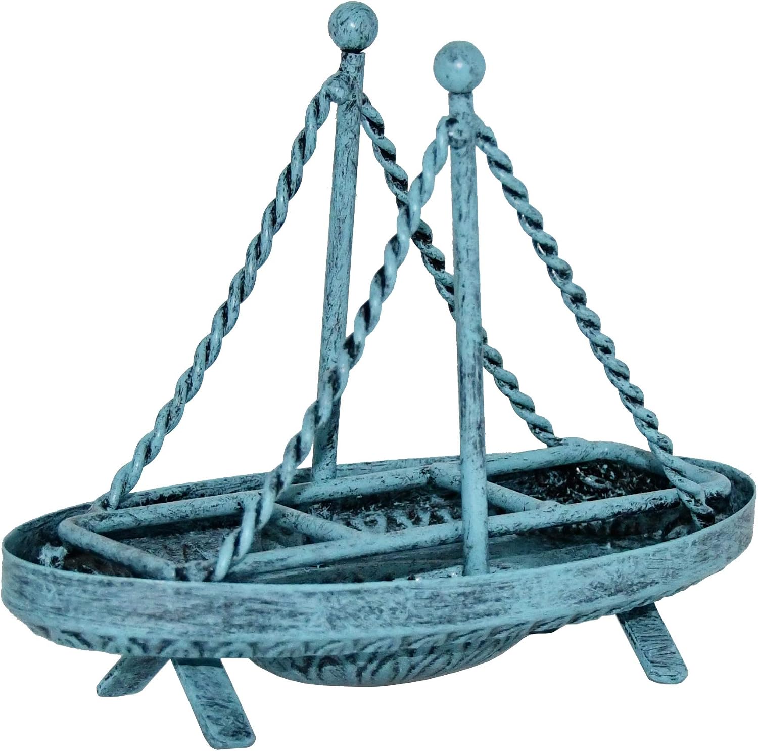 Metal Sailboat Shaped Napkin Holder / Turquoise