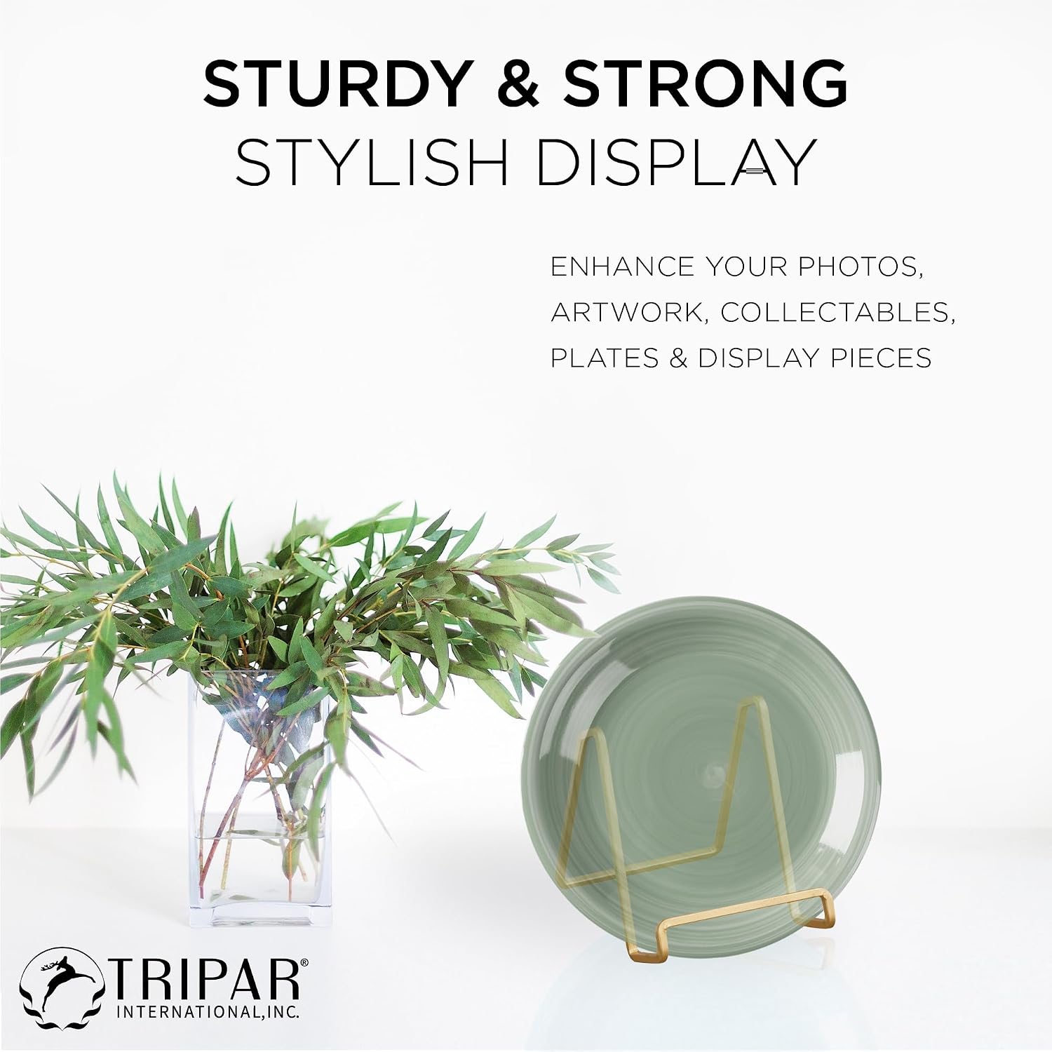 TRIPAR 6-Pack 3-Inch Metal Gold Painted Square Book Holder/Stand, Wire Mini Easel, Small Photo Stands for Table