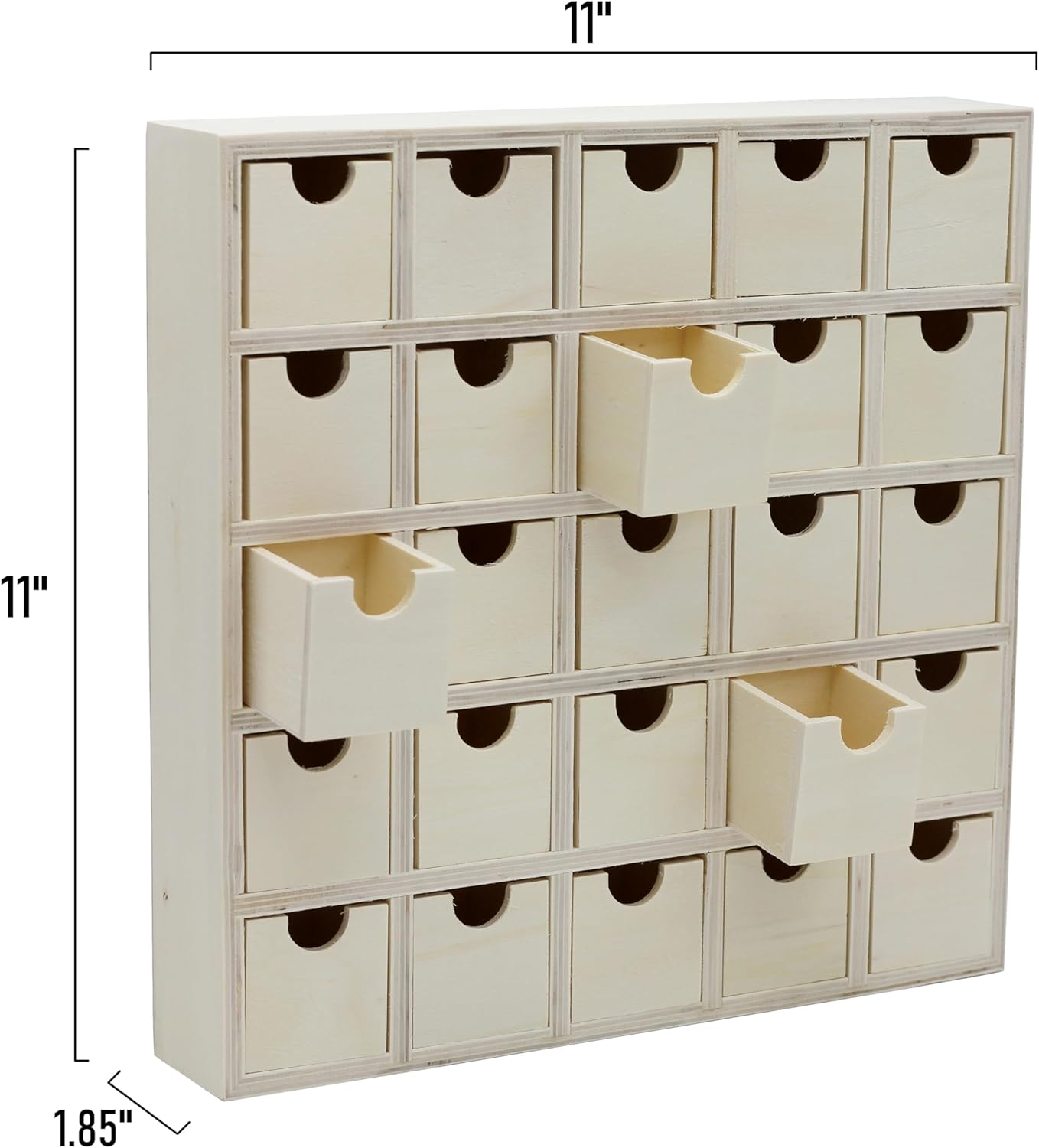 Creative Hobbies 25 Drawer Wooden Advent Calendar, DIY Unfinished Storage Box, Ready to Decorate, Pre Assembled