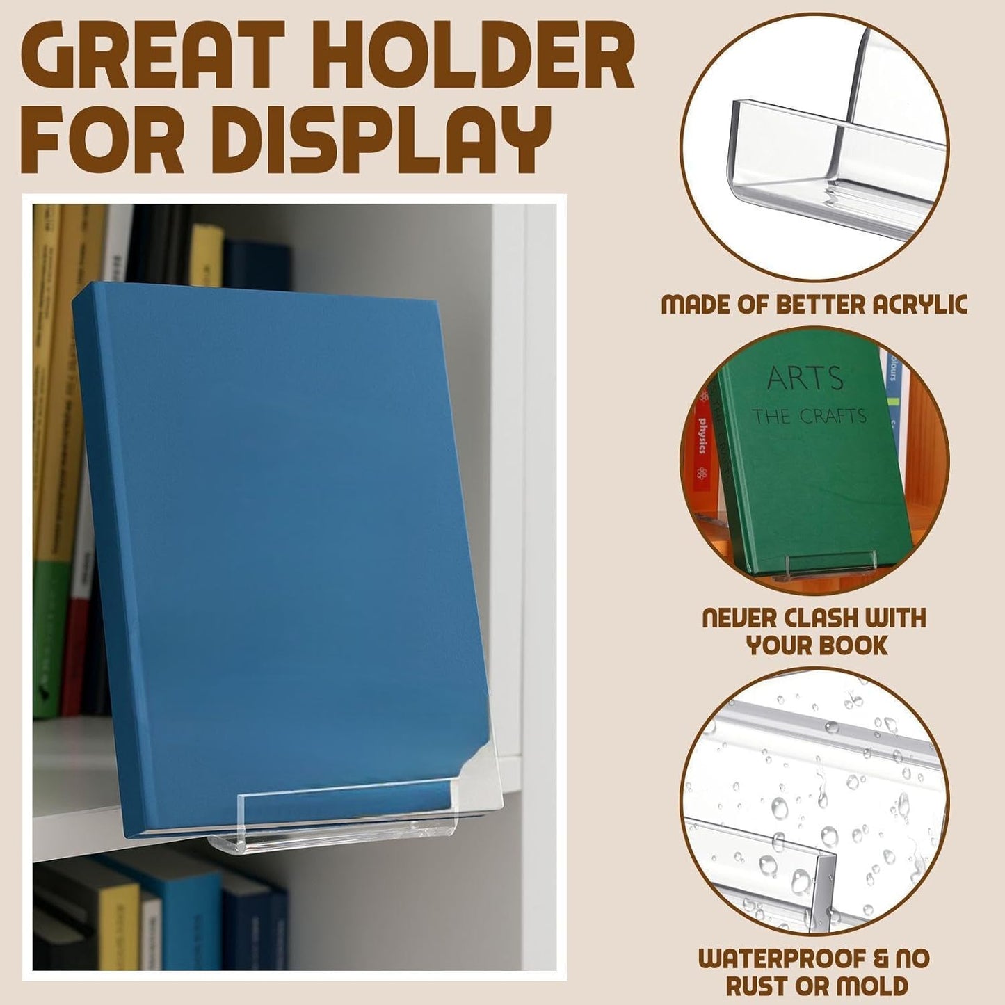 Acrylic Book Stand for Display Bookcase Bookshelf Display Holder Easel Collector / Clear / Set of 4