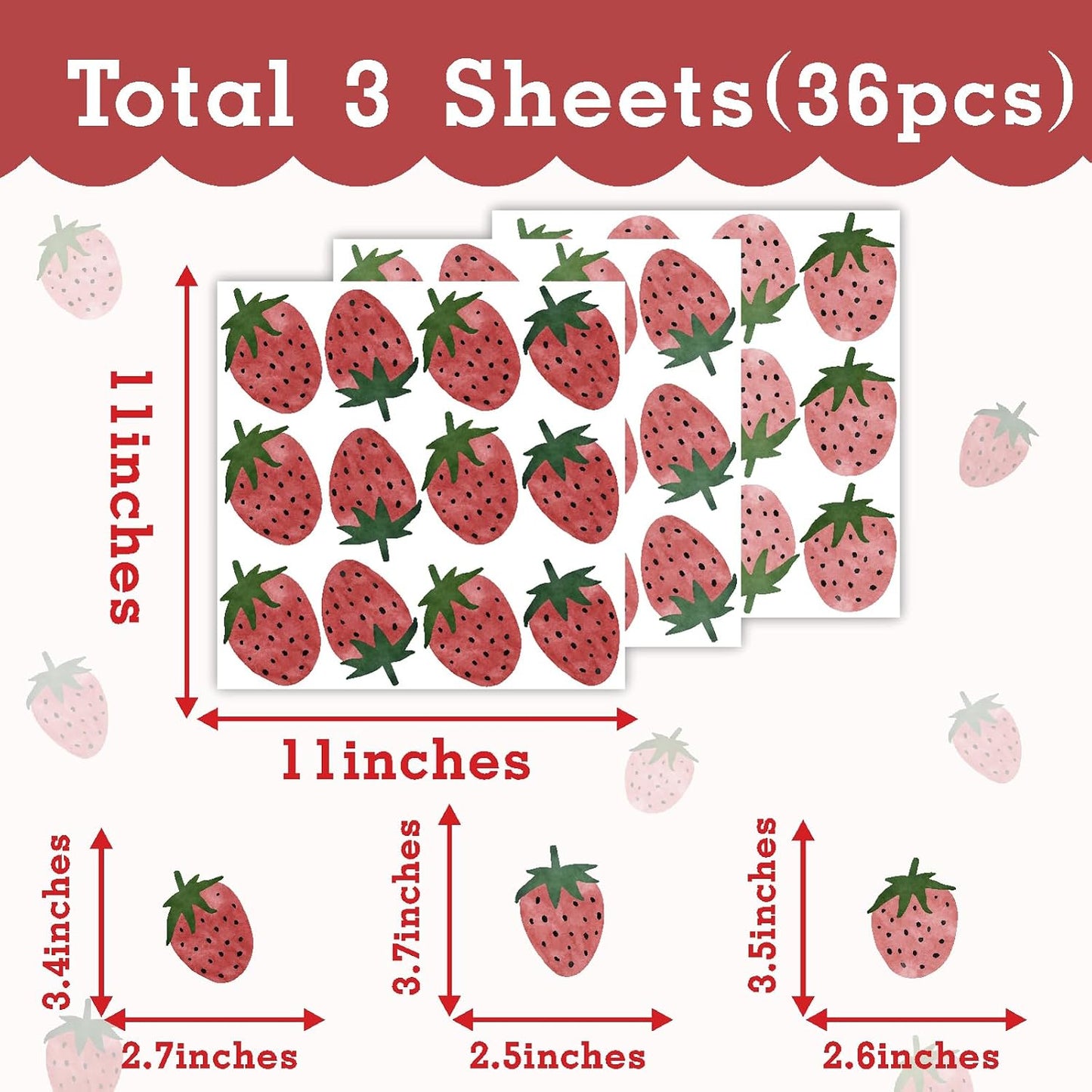 Wall Decal Vintage Retro Fruit Wall Stickers Boho Nursery Decals / Strawberry