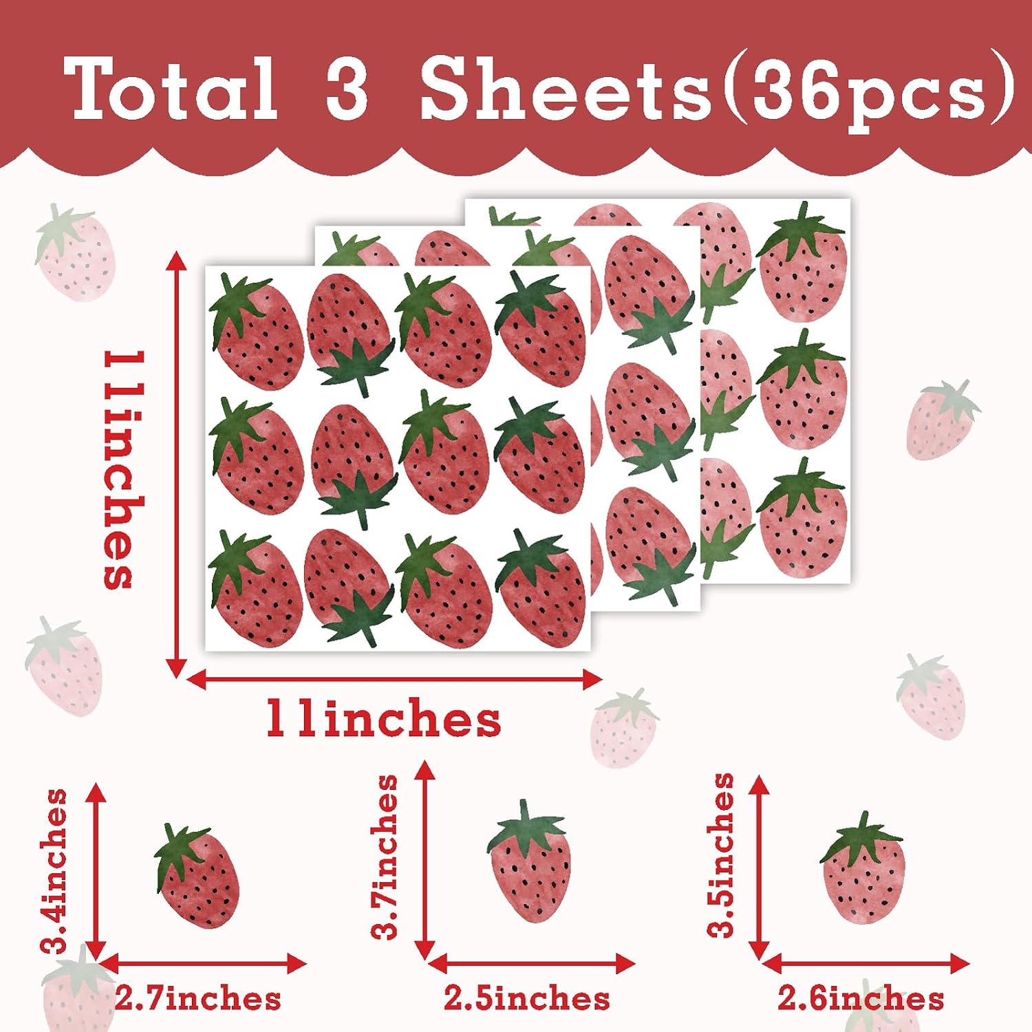 Wall Decal Vintage Retro Fruit Wall Stickers Boho Nursery Decals / Strawberry