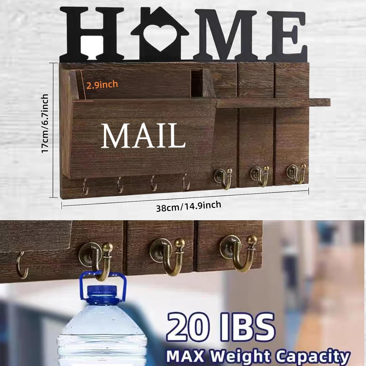 Rustic Wall Key Holder / Brown