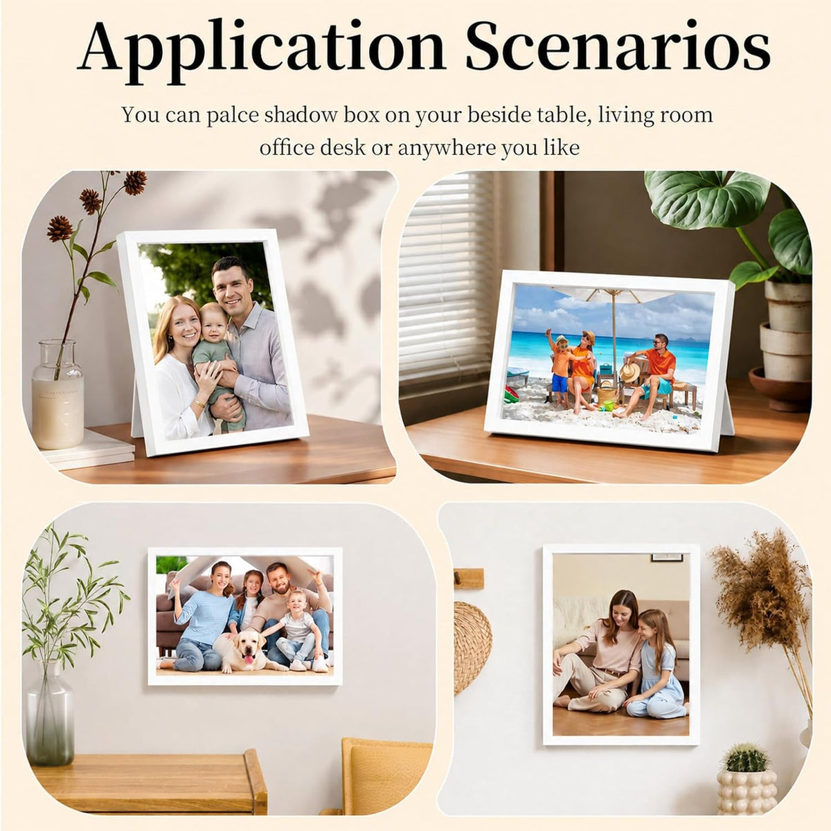 Shadow Box Frame 8"x 10" - 4 Pack Wood Deep Shadowbox with Glass | Shadow Boxes Display Cases Suitable for Photos