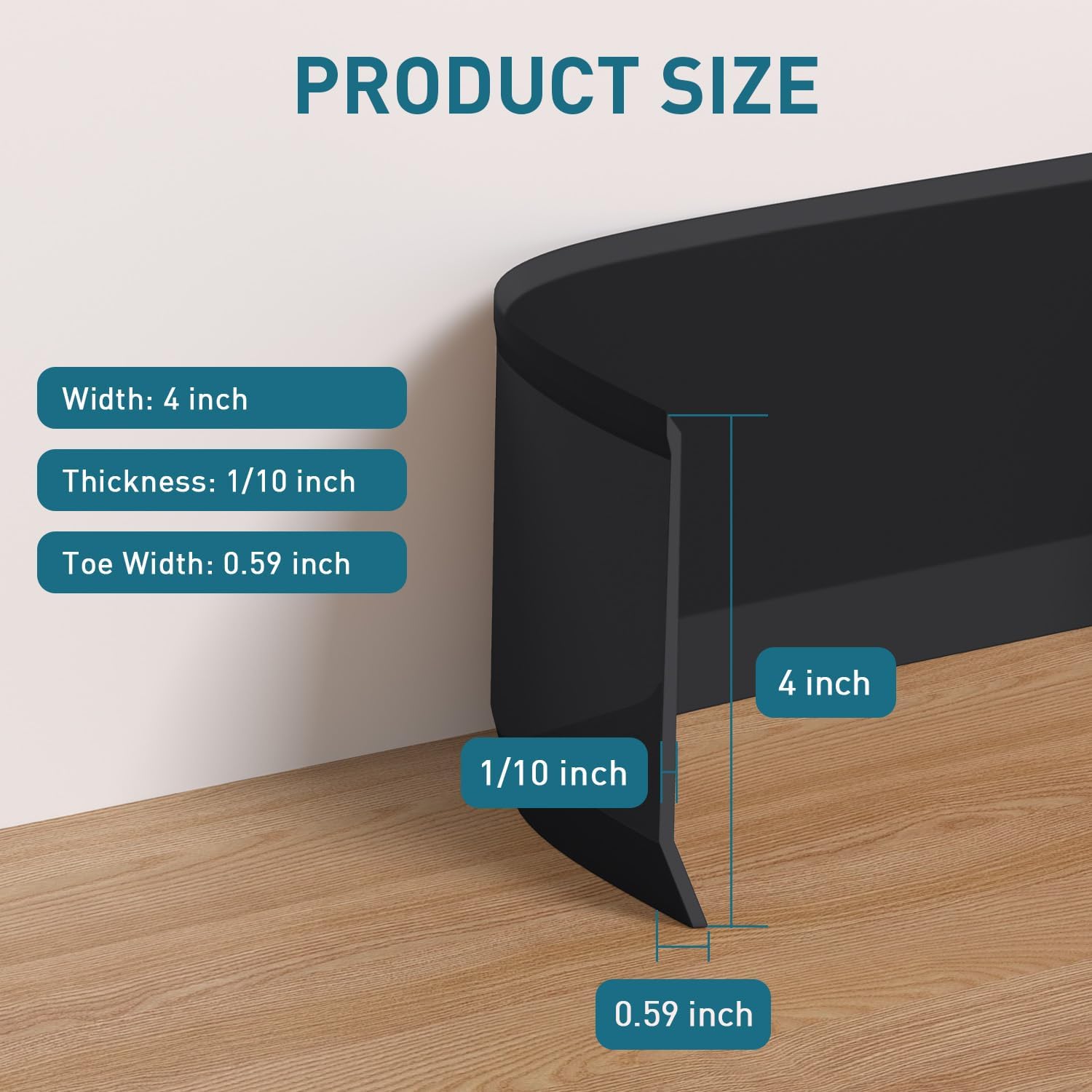 Flexible Baseboard Molding Trim / 20ft / Black / 4 x 20