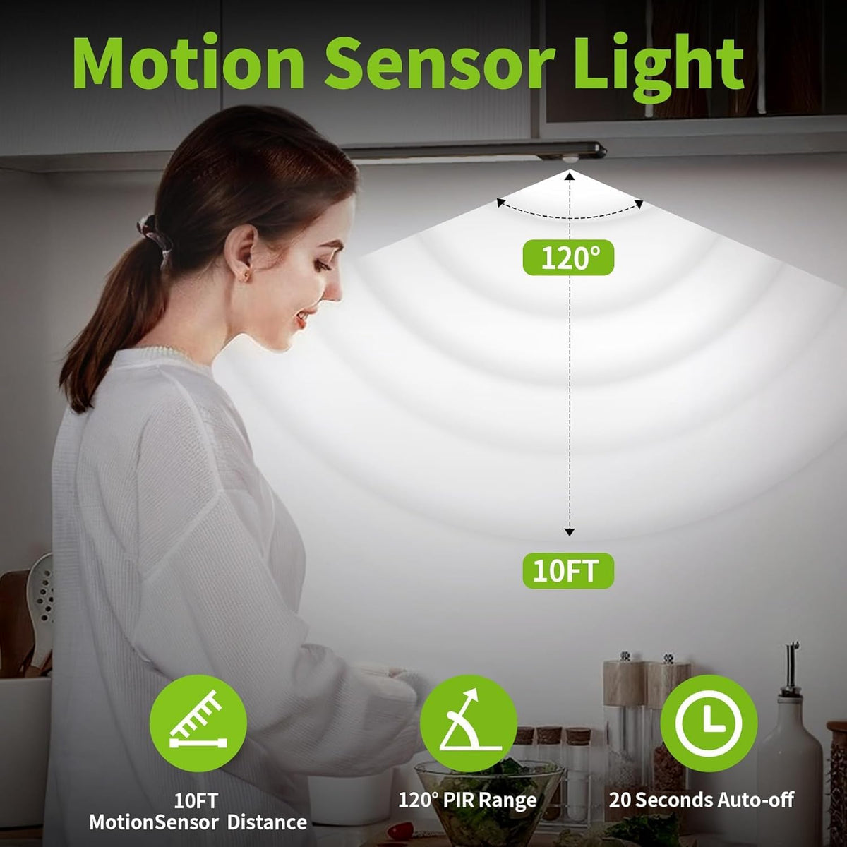6 Pack Under Cabinet Lighting, 10in Rechargeable Motion Sensor Light Indoor | 3 Color Temperatures, 76 LEDs, Wireless