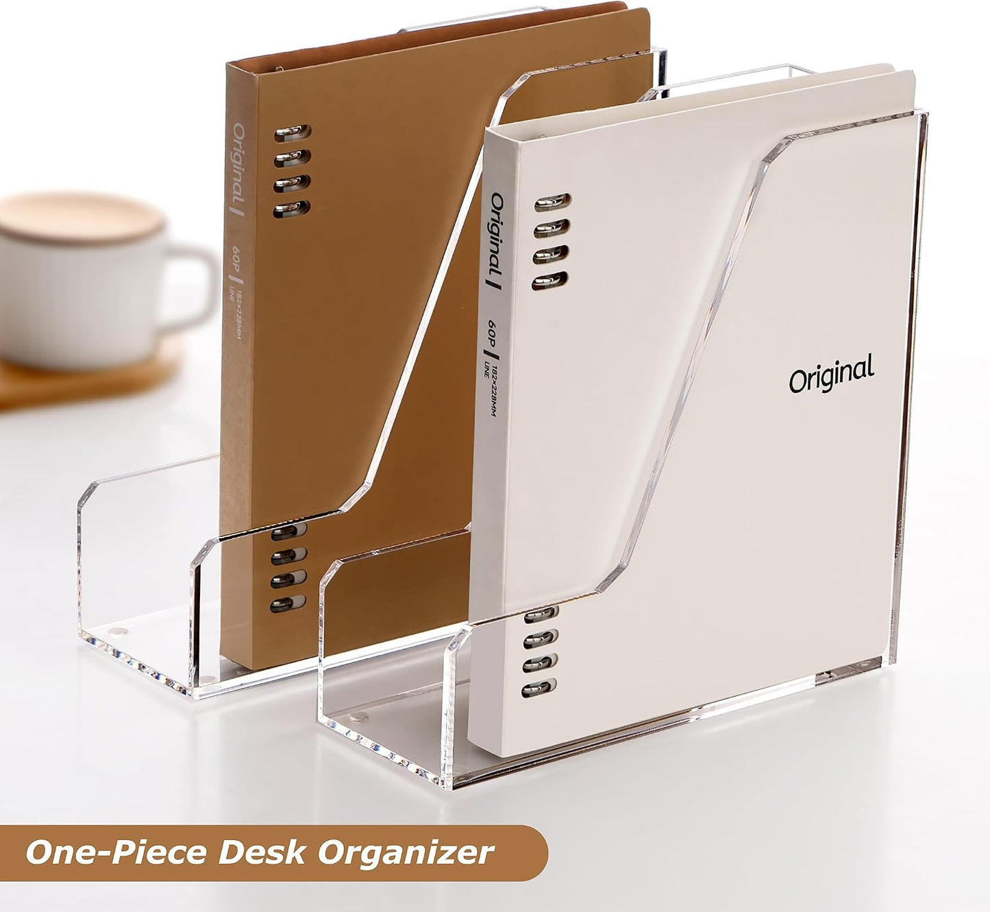 SANRUI Acrylic Desk Organizer, 3-lot Vertical File Organizer, 2-Pack Clear | Magazine Holders, Upright File Sorter for