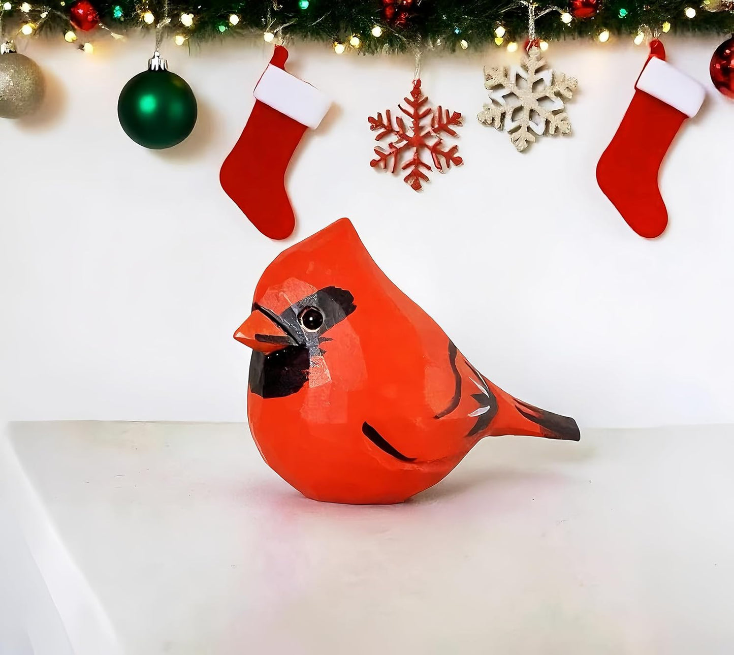 Handmade Wooden Cardinal Figurines / Red