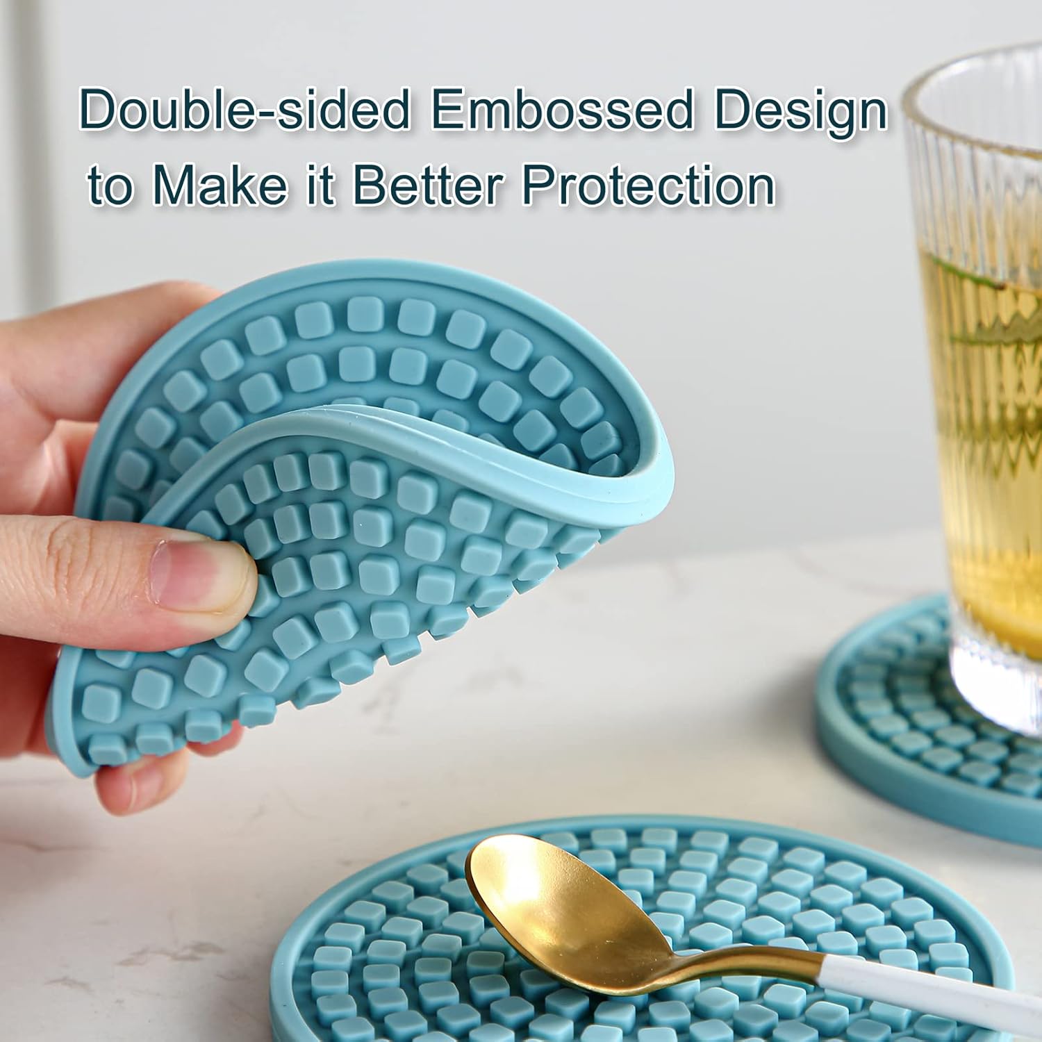 Holder / Silicone Drink Coasters / Black / Set of 6