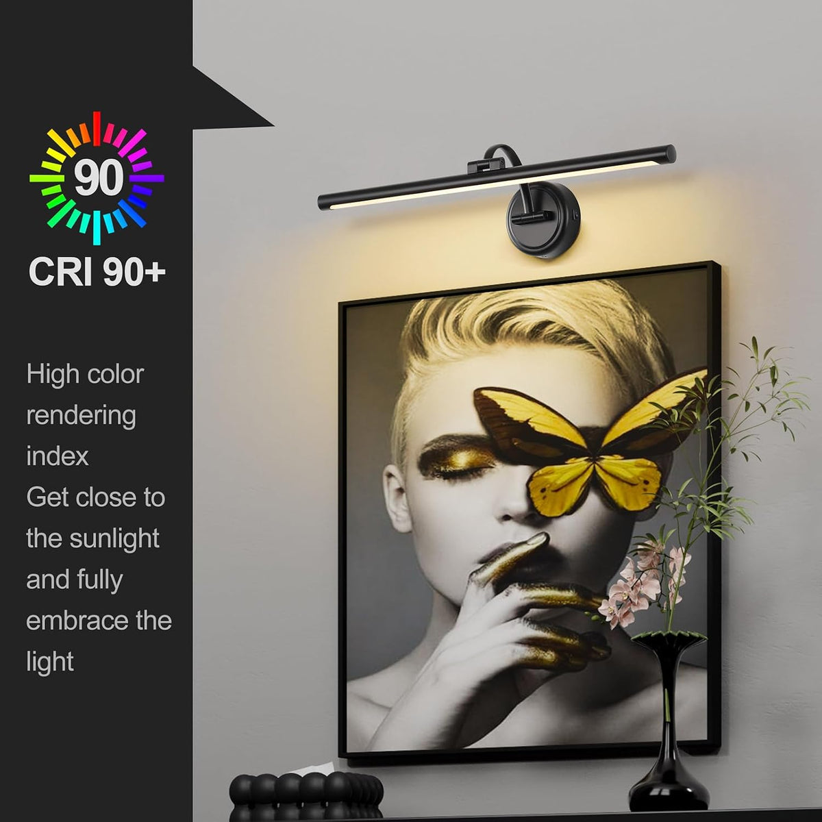 LED Picture Light,Cord-free Picture Frame Light for Wall, 5000mAh Rechargeable Art Lights, Cordless Battery Wall Sconce