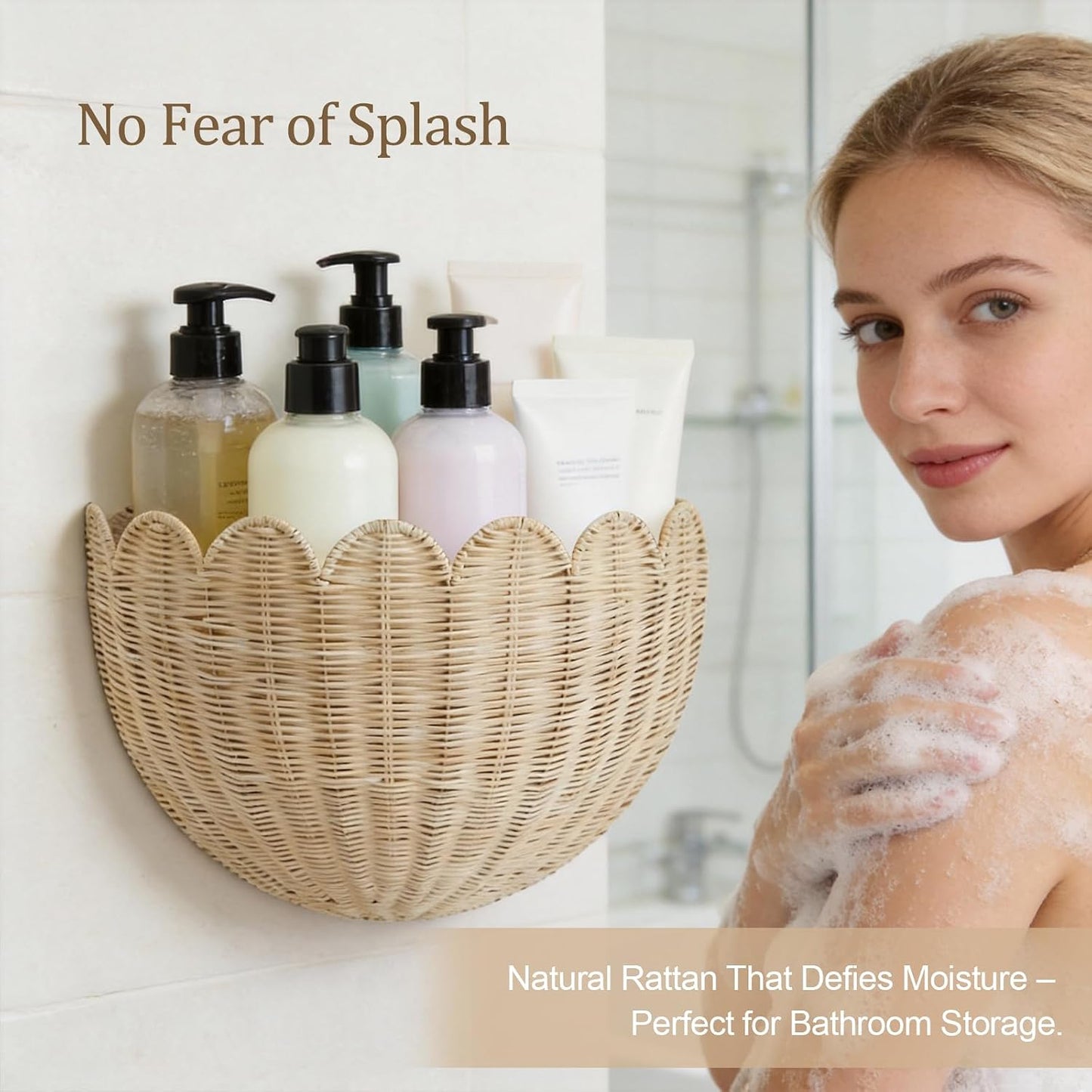 Scalloped Rattan Wall Basket