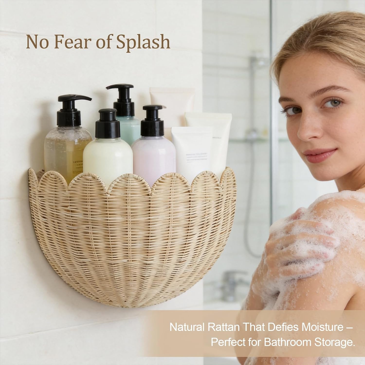 Scalloped Rattan Wall Basket