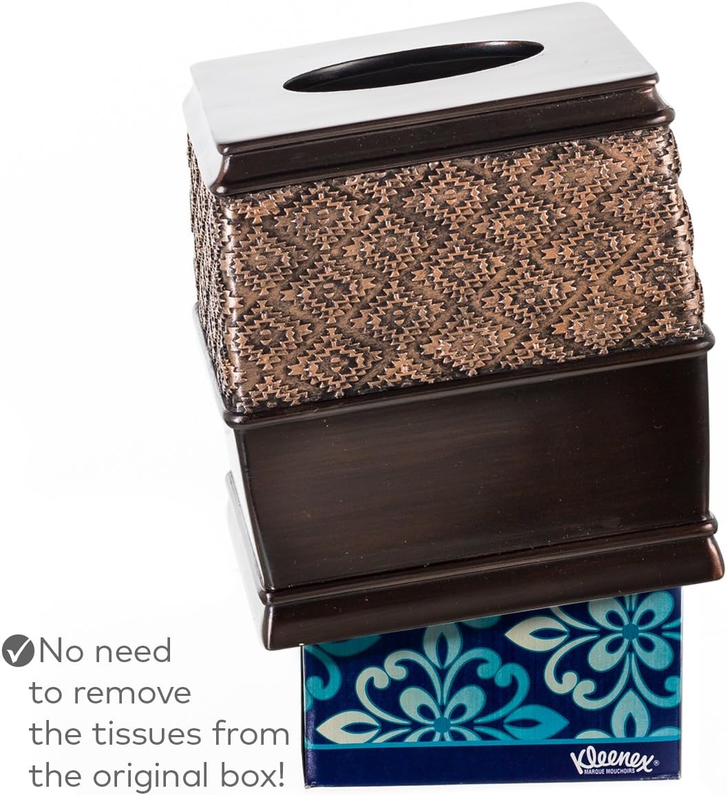 Dublin Brown Square Resin Tissue Box Cover