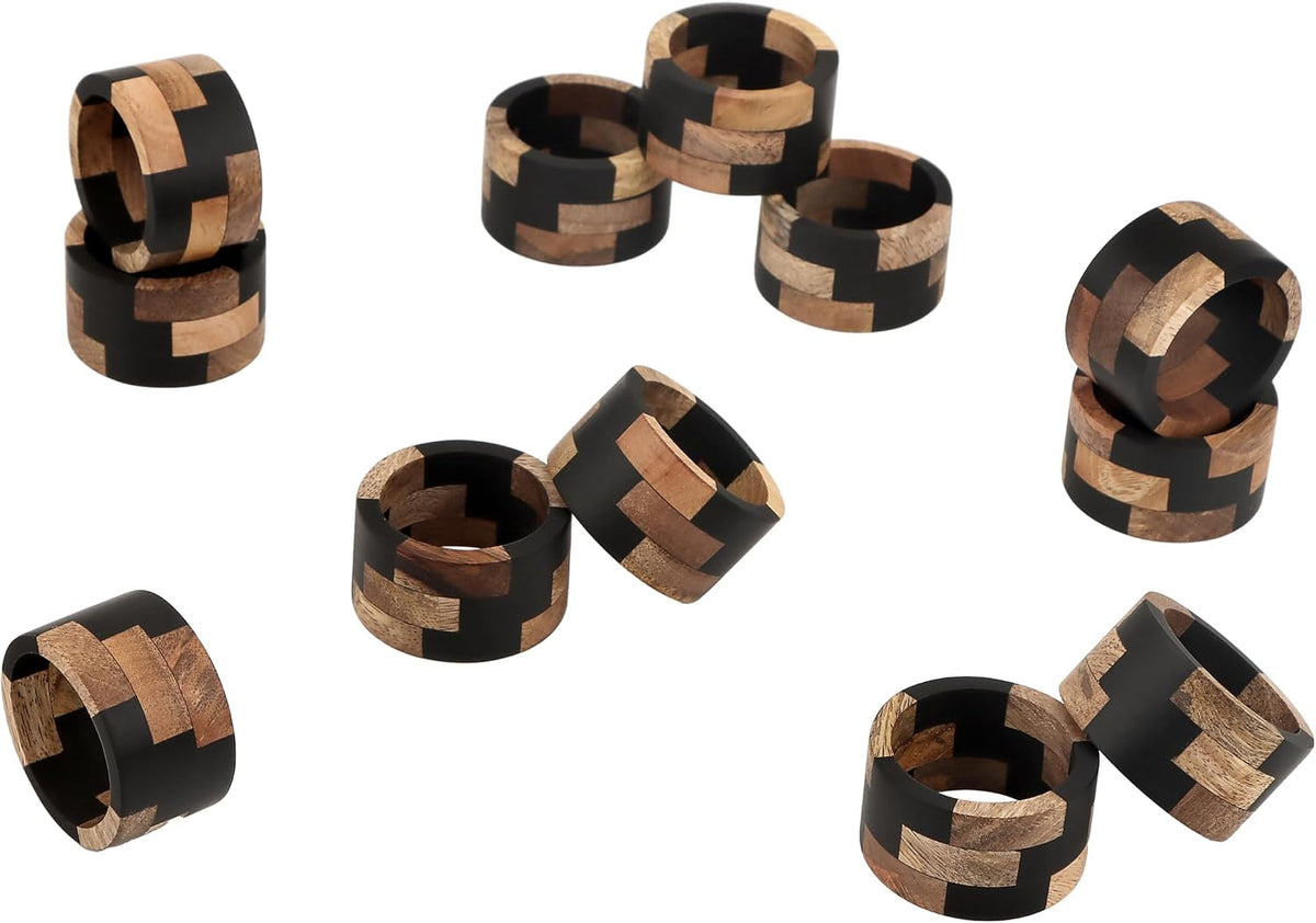 Wooden Napkin Rings - Set of 12 Wood Napkin Holders for Modern Tabletop Decor, Perfect for Weddings, Parties, Special