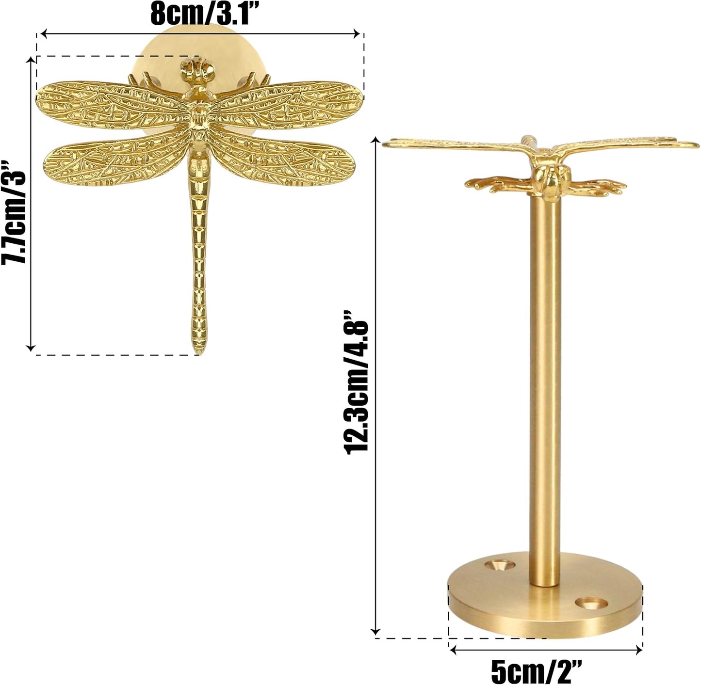 Set of 2 Dragonfly Curtain Holdbacks, Swag Holders for Windows, Antique Brass Curtain Tieback Wall Hook Pull Backs for