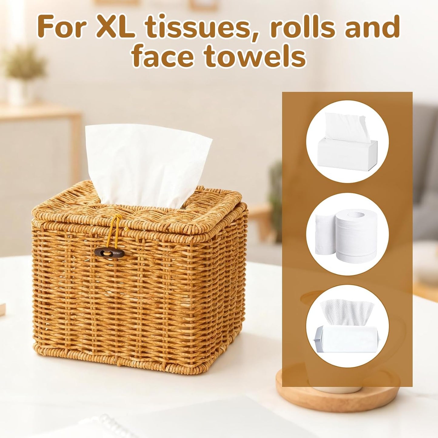 Square Plastic Rattan Facial Towel Container
