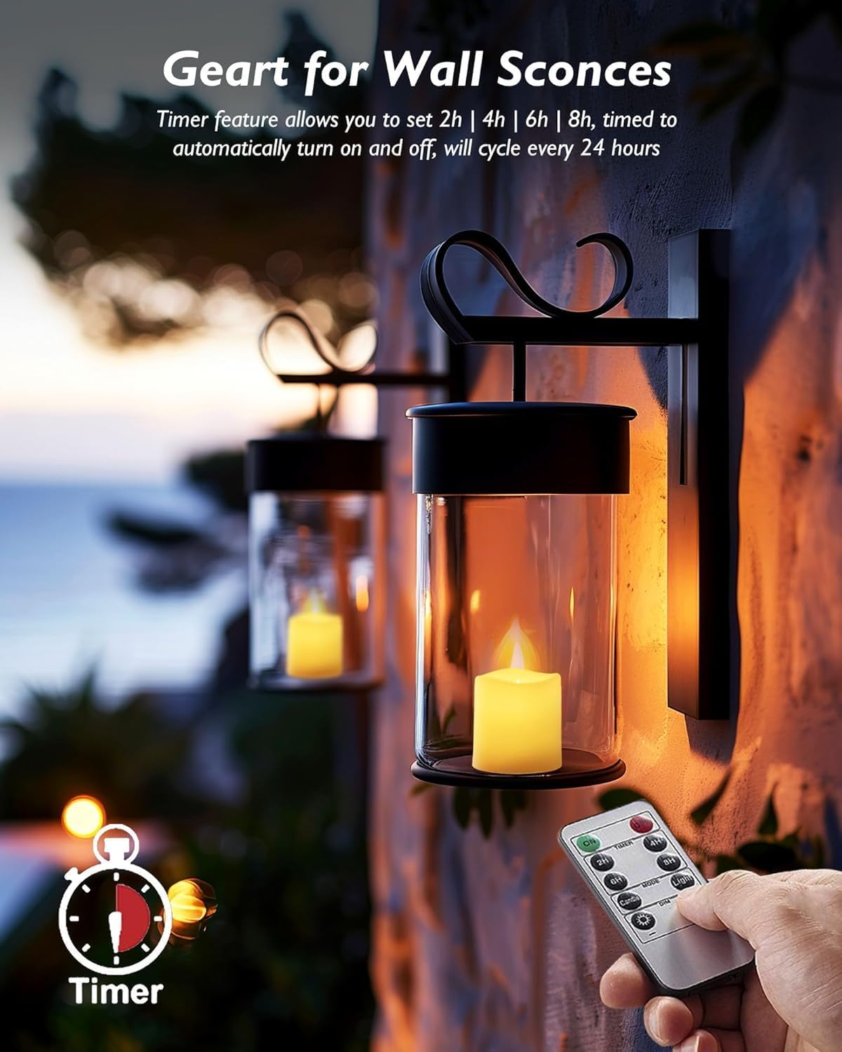Homemory 24 Pack Flameless LED Votive Tealight Candles with Timer Remote | 2/4/6/8h timer remote included, 400hr CR2450