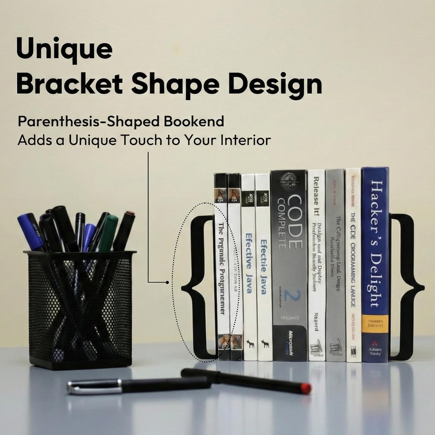 Decorative Bookends / Modern Bracket Shaped / White