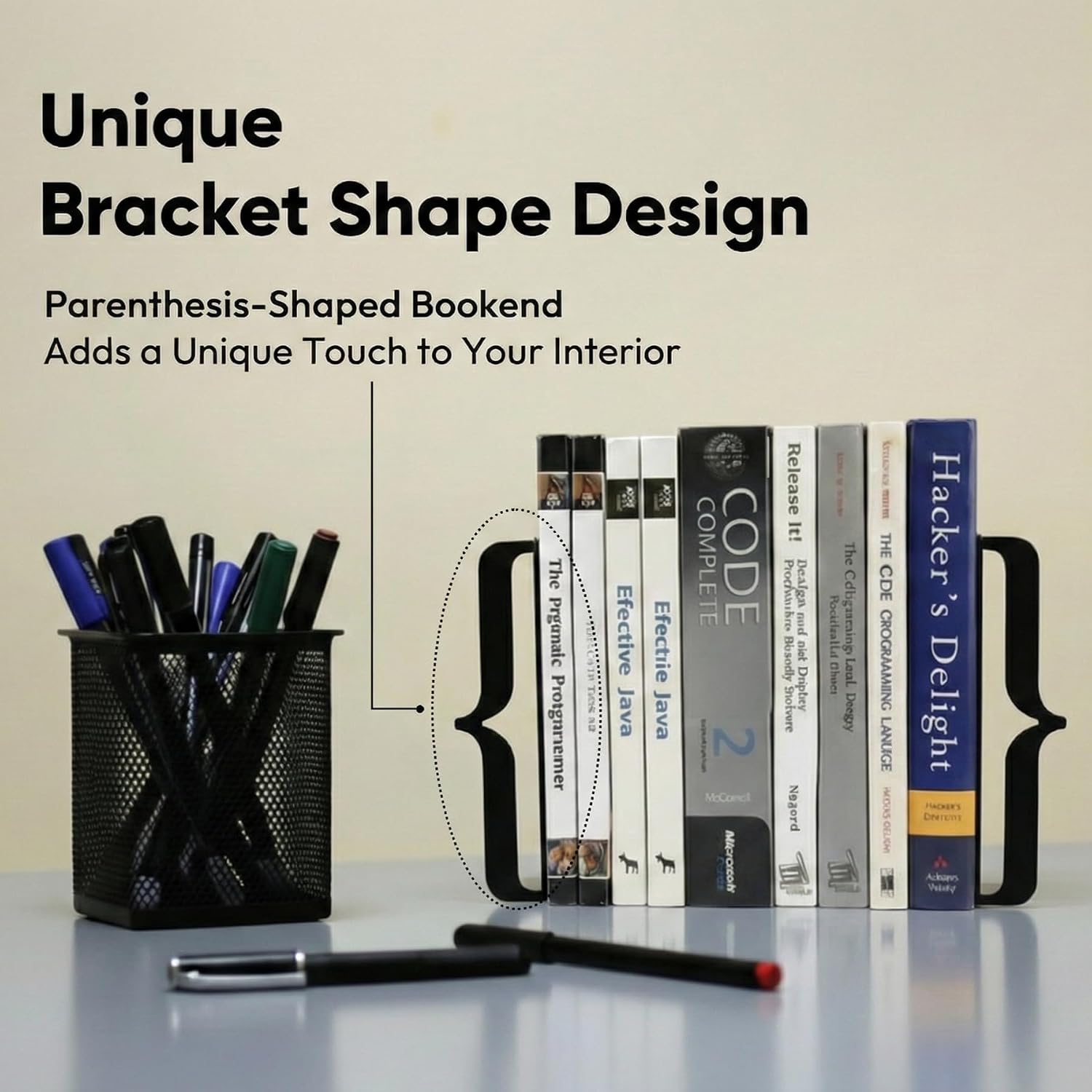 Decorative Bookends / Modern Bracket Shaped / White