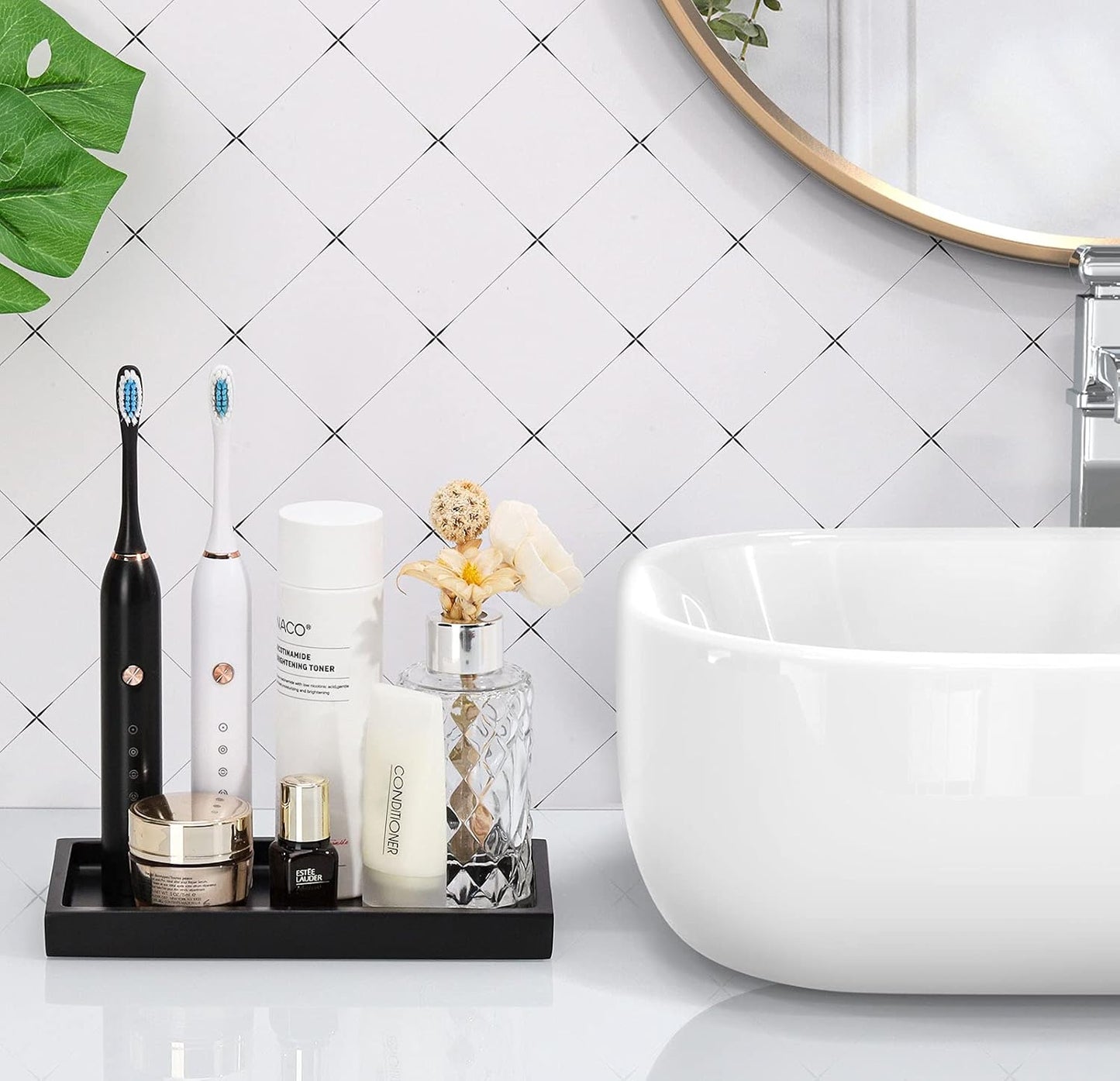 Bathroom Vanity Tray / Black / Mini / 8 x 4